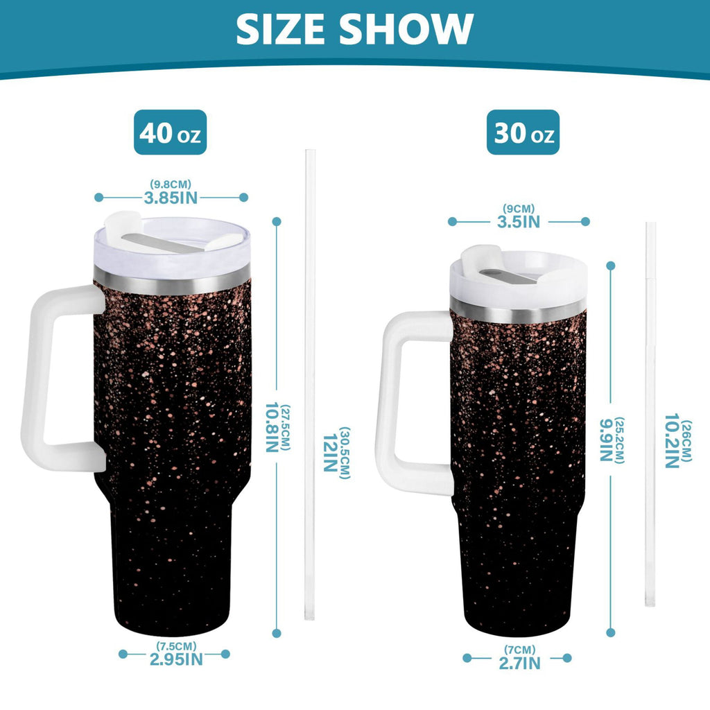 40 oz Insulated Stainless Steel Tumbler Double Wall Stainless Steel Tumbler with 2-Way Drinking Rose Gold Glitter - ATO6