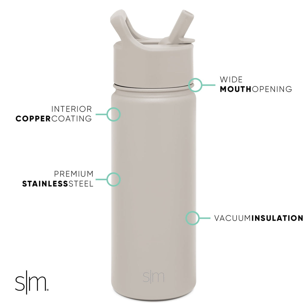 Simple Modern Summit Water Bottle Straw Lid Vacuum Insulated Stainless Steel Bottle | 18 fl oz - ZCCH