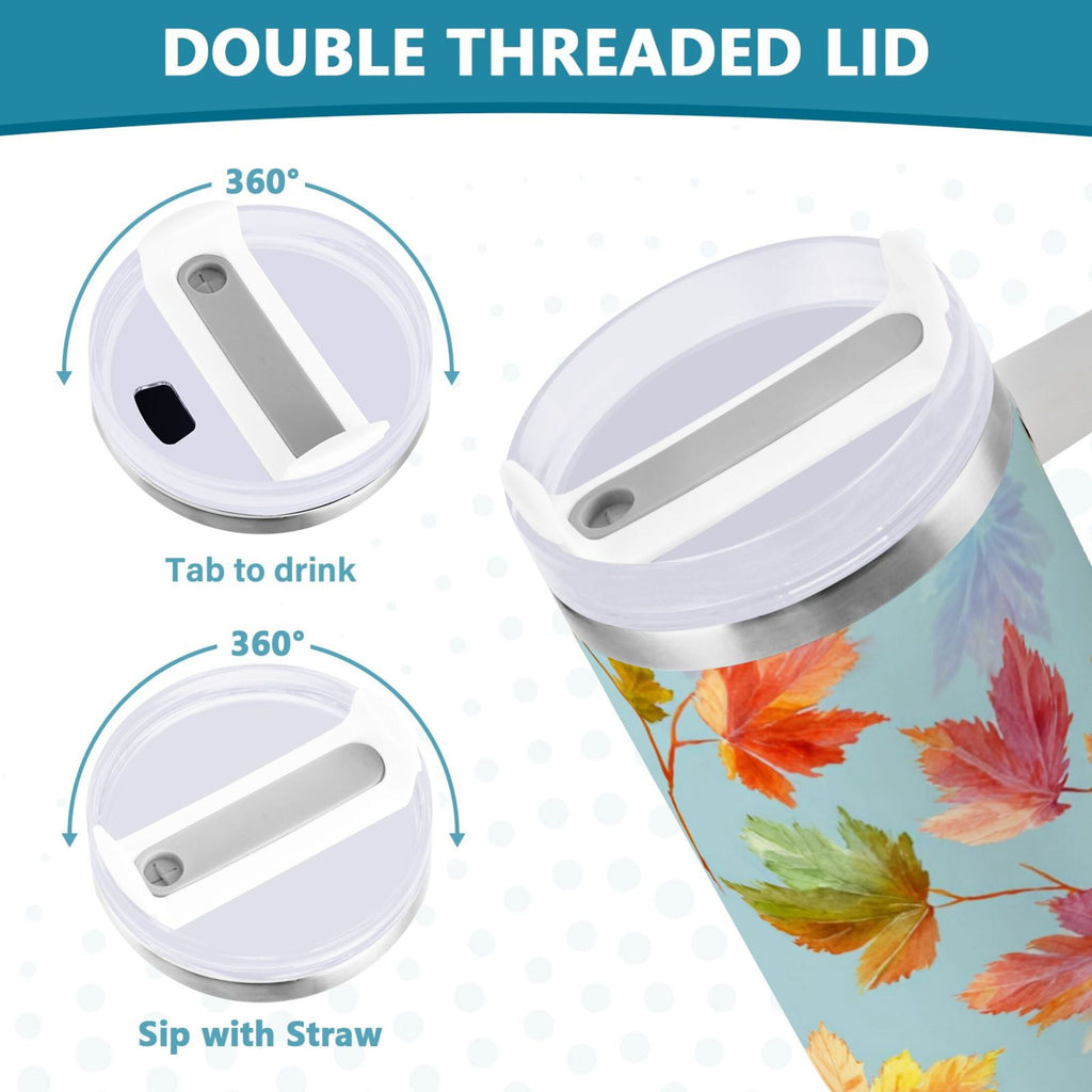 30 oz Insulated Stainless Steel Tumbler Double Wall Stainless Steel Tumbler with 2-Way Drinking Colorful Autumn Maple Leaves - 6EY7