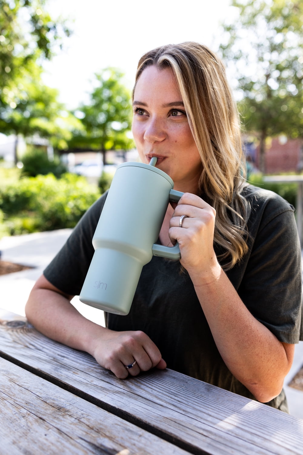 Simple Modern 30 fl oz Insulated Stainless Steel Trek Tumbler with Straw Lid | Seaglass Sage and Cream Checkmate - ON24
