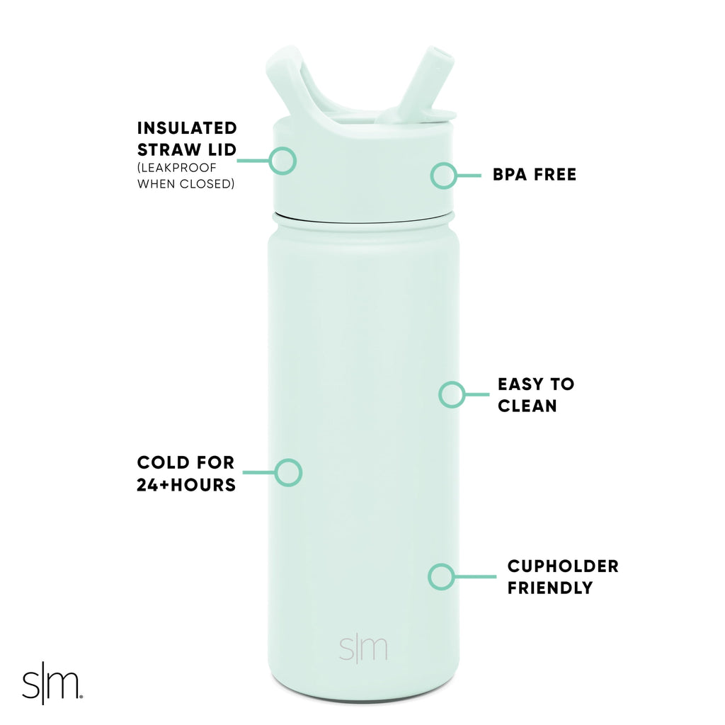Simple Modern Summit Water Bottle Straw Lid Vacuum Insulated Stainless Steel Bottle | 18 fl oz - ZCCH