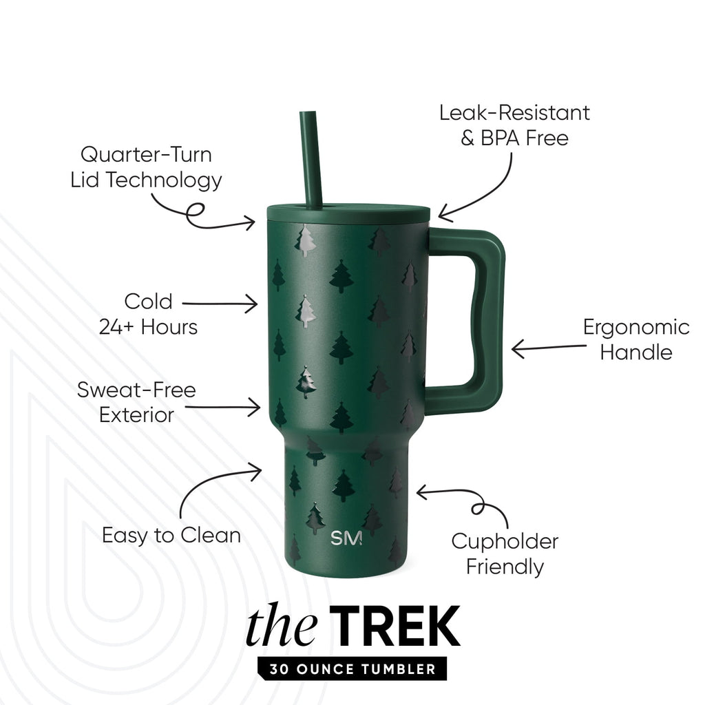 Simple Modern 30 fl oz Insulated Stainless Steel Trek Tumbler with Straw Lid | Seaglass Sage and Cream Checkmate - ON24