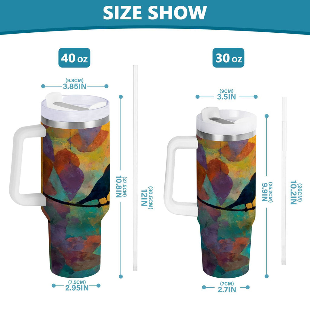 30 oz Insulated Stainless Steel Tumbler Double Wall Stainless Steel Tumbler with 2-Way Drinking Birds on A Wire - 2M8J
