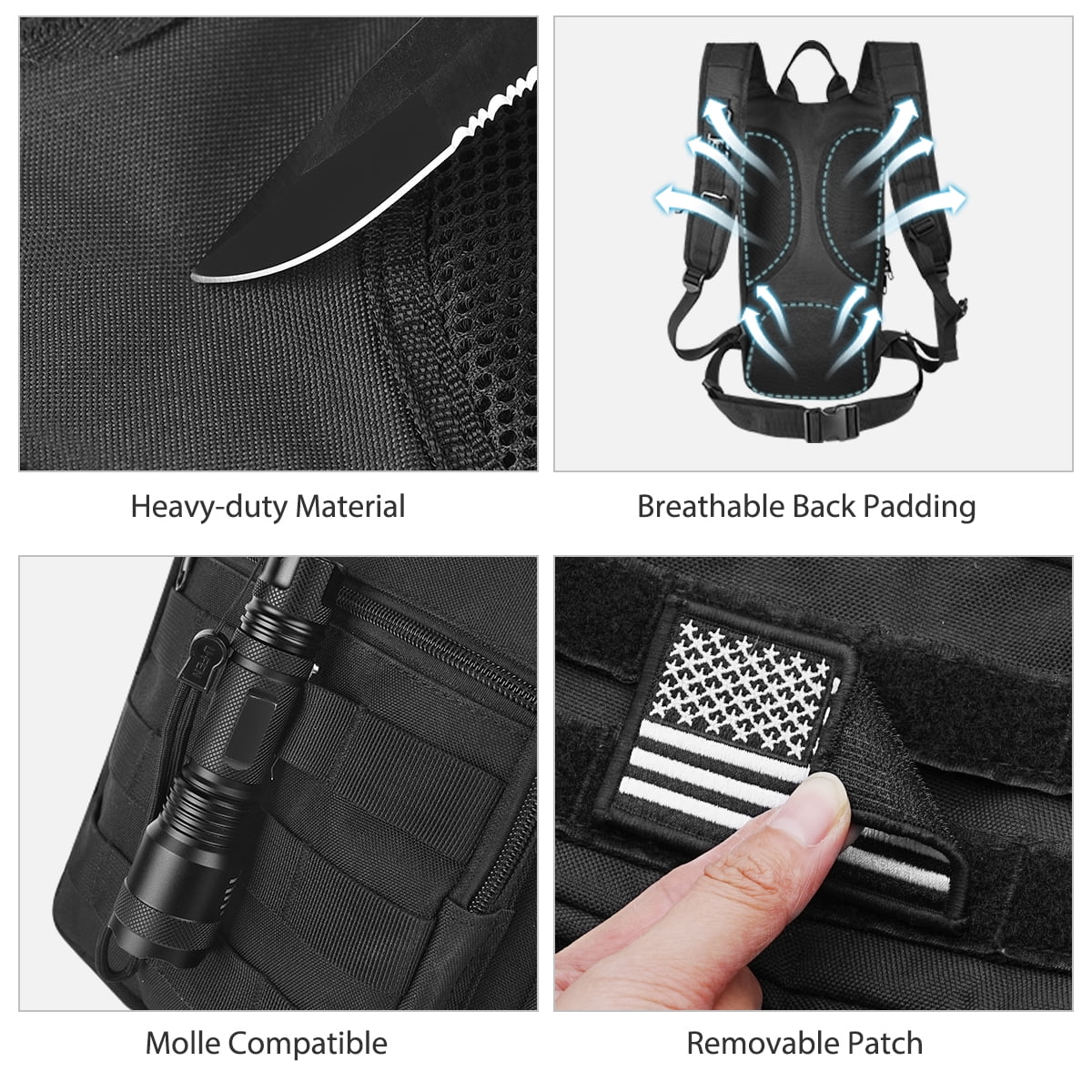 Brightify 17L Hydration Backpack with 3L TPU Water Bladder, Camel Backpack Hydration Pack for Hiking Hunting Climbing Cycling Biking Running, Molle Compatible Water Backpack for Men Women, Black - 6GYZ