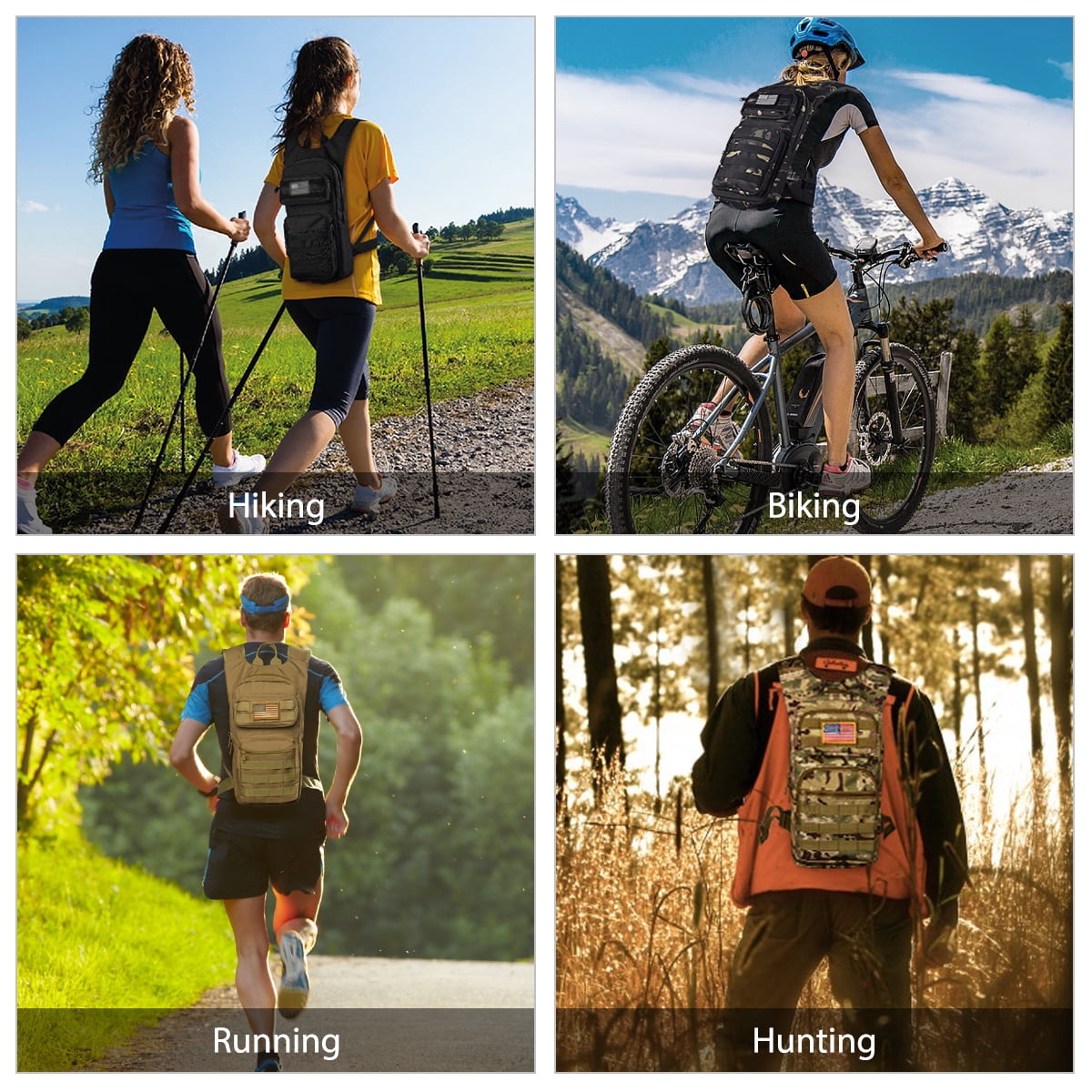 Brightify 17L Hydration Backpack with 3L TPU Water Bladder, Camel Backpack Hydration Pack for Hiking Hunting Climbing Cycling Biking Running, Molle Compatible Water Backpack for Men Women, Black - 6GYZ