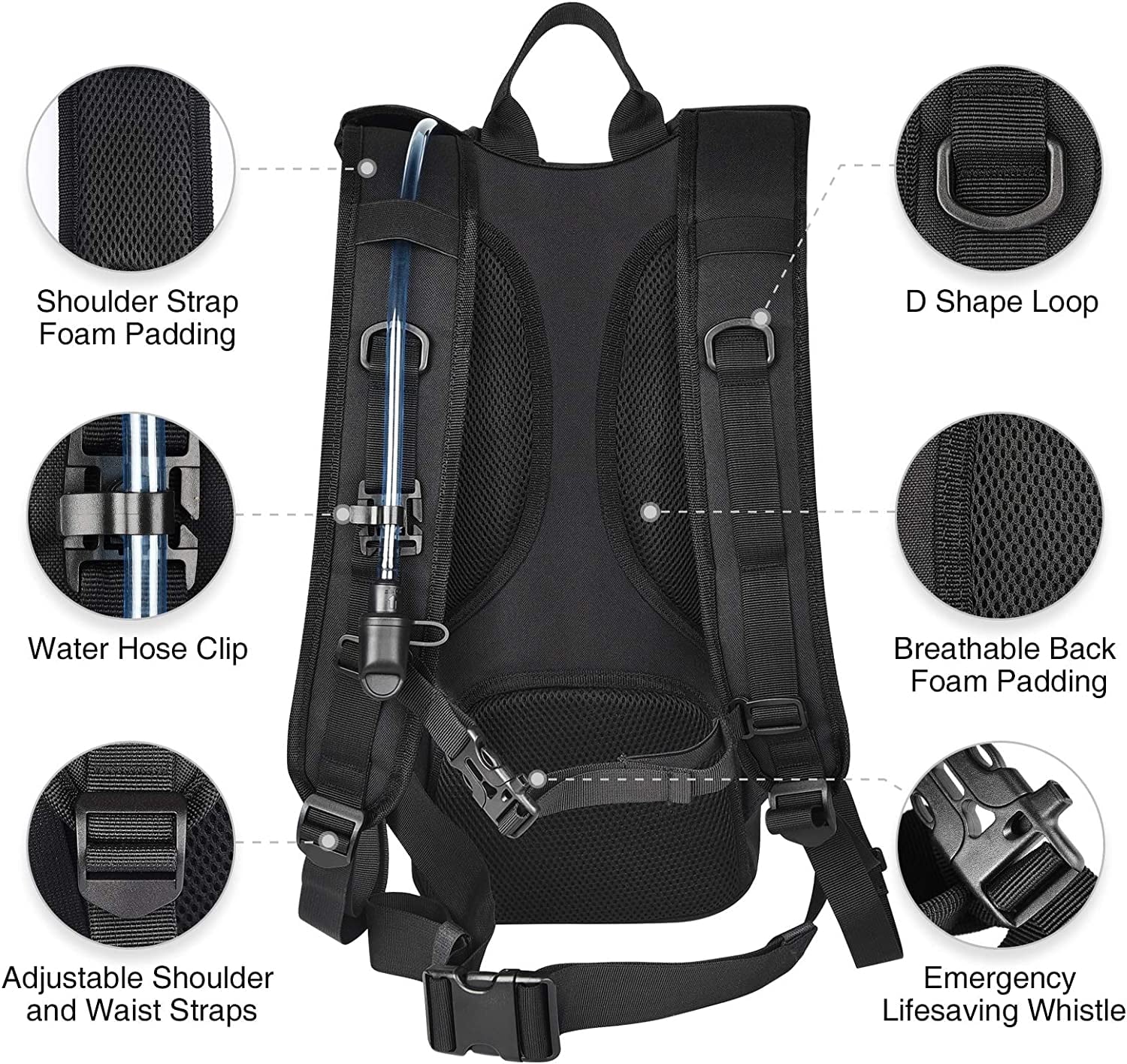 Brightify 17L Hydration Backpack with 3L TPU Water Bladder, Camel Backpack Hydration Pack for Hiking Hunting Climbing Cycling Biking Running, Molle Compatible Water Backpack for Men Women, Black - 6GYZ