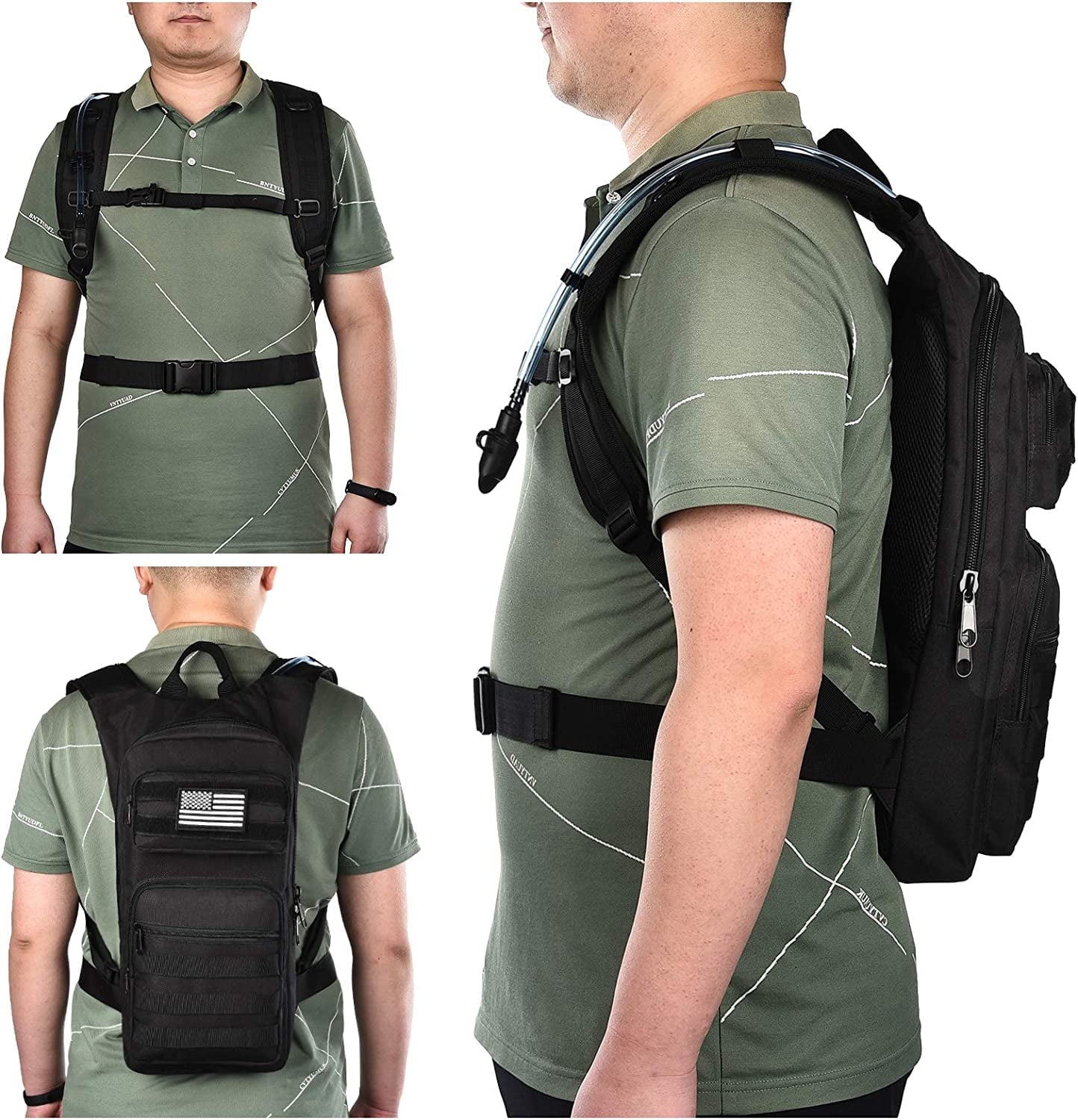 Brightify 17L Hydration Backpack with 3L TPU Water Bladder, Camel Backpack Hydration Pack for Hiking Hunting Climbing Cycling Biking Running, Molle Compatible Water Backpack for Men Women, Black - 6GYZ