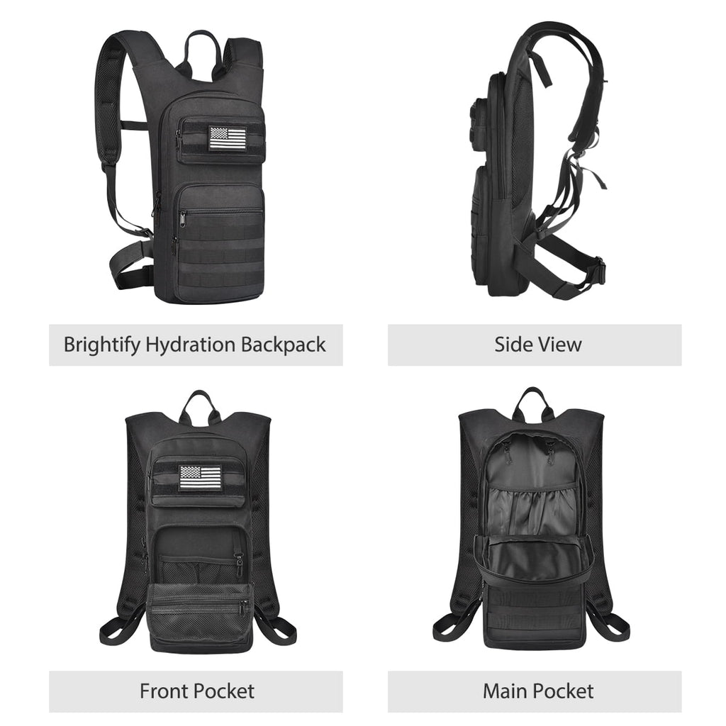 Brightify 17L Hydration Backpack with 3L TPU Water Bladder, Camel Backpack Hydration Pack for Hiking Hunting Climbing Cycling Biking Running, Molle Compatible Water Backpack for Men Women, Black - 6GYZ