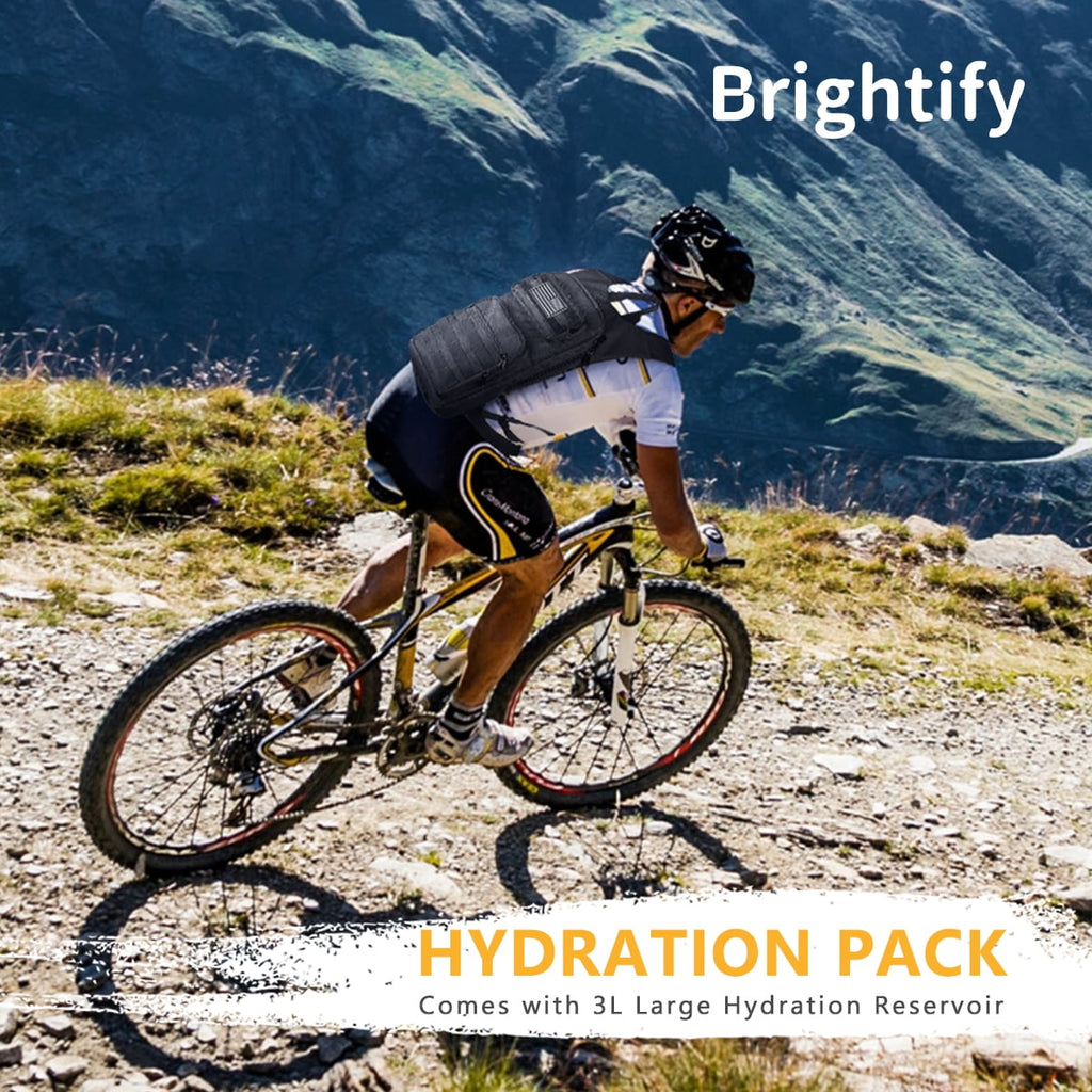 Brightify 17L Hydration Backpack with 3L TPU Water Bladder, Camel Backpack Hydration Pack for Hiking Hunting Climbing Cycling Biking Running, Molle Compatible Water Backpack for Men Women, Black - 6GYZ