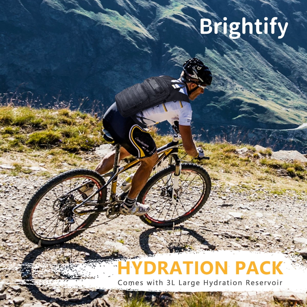 Brightify 17L Hydration Backpack with 3L TPU Water Bladder, Camel Backpack Hydration Pack for Hiking Hunting Climbing Cycling Biking Running, Molle Compatible Water Backpack for Men Women, Black - 6GYZ