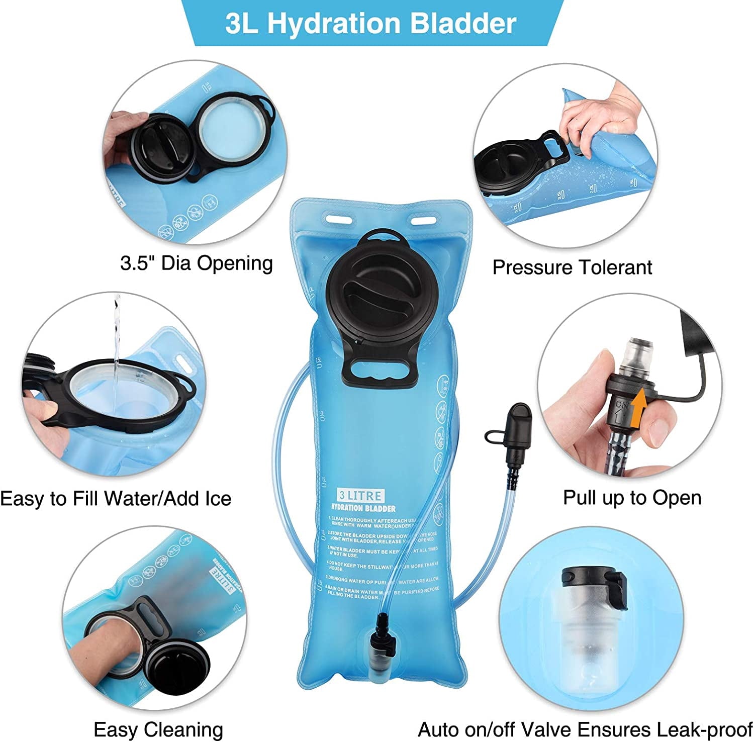 Brightify 17L Hydration Backpack with 3L TPU Water Bladder, Camel Backpack Hydration Pack for Hiking Hunting Climbing Cycling Biking Running, Molle Compatible Water Backpack for Men Women, Black - 6GYZ