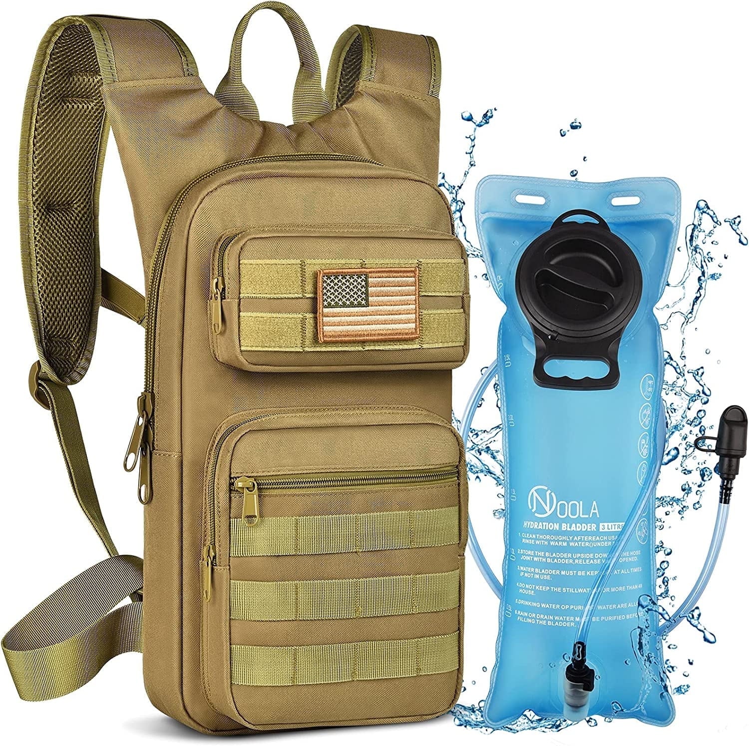 Brightify 17L Hydration Backpack with 3L TPU Water Bladder, Camel Backpack Hydration Pack for Hiking Hunting Climbing Cycling Biking Running, Molle Compatible Water Backpack for Men Women, Black - 6GYZ