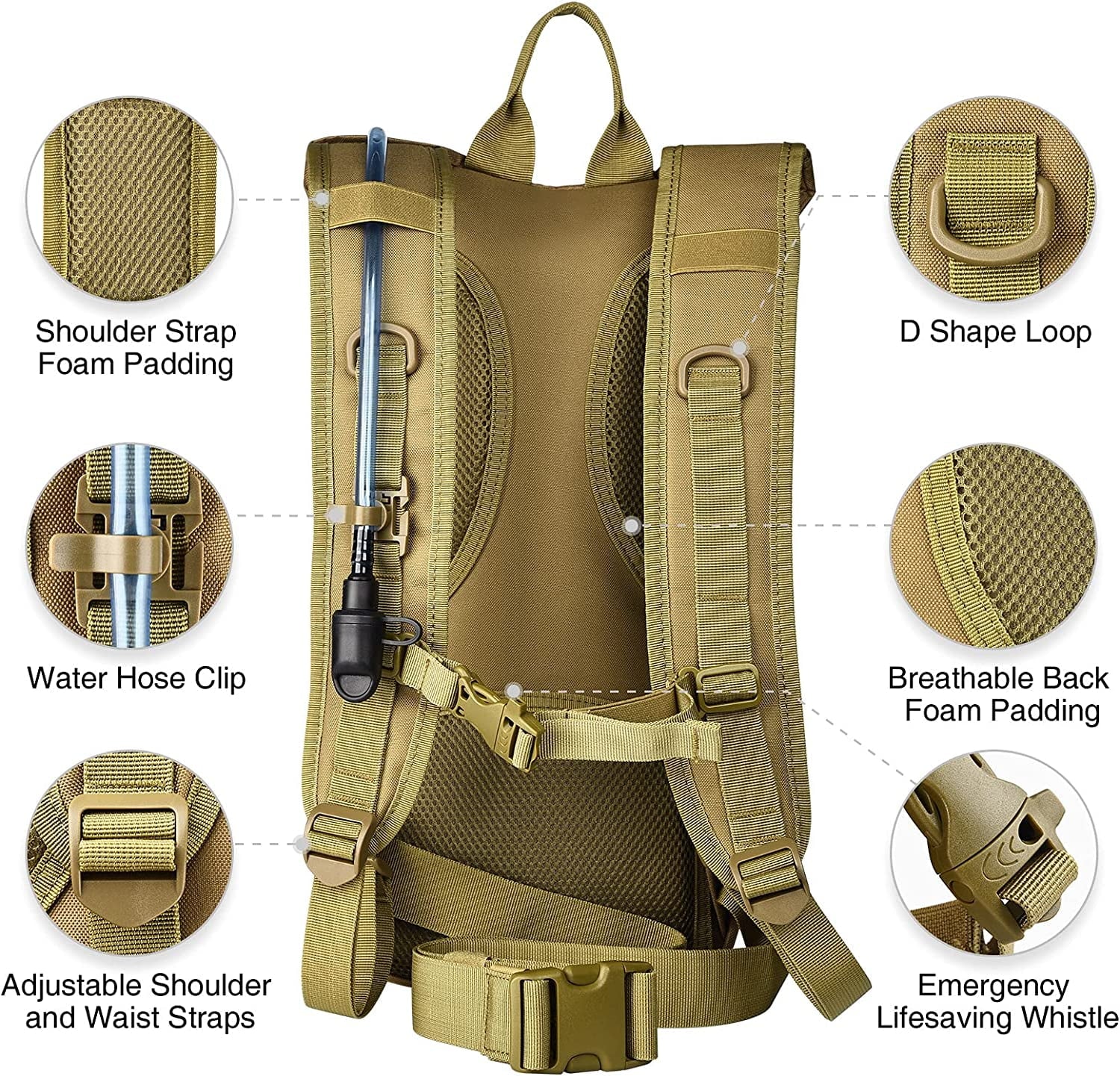 Brightify 17L Hydration Backpack with 3L TPU Water Bladder, Camel Backpack Hydration Pack for Hiking Hunting Climbing Cycling Biking Running, Molle Compatible Water Backpack for Men Women, Black - 6GYZ