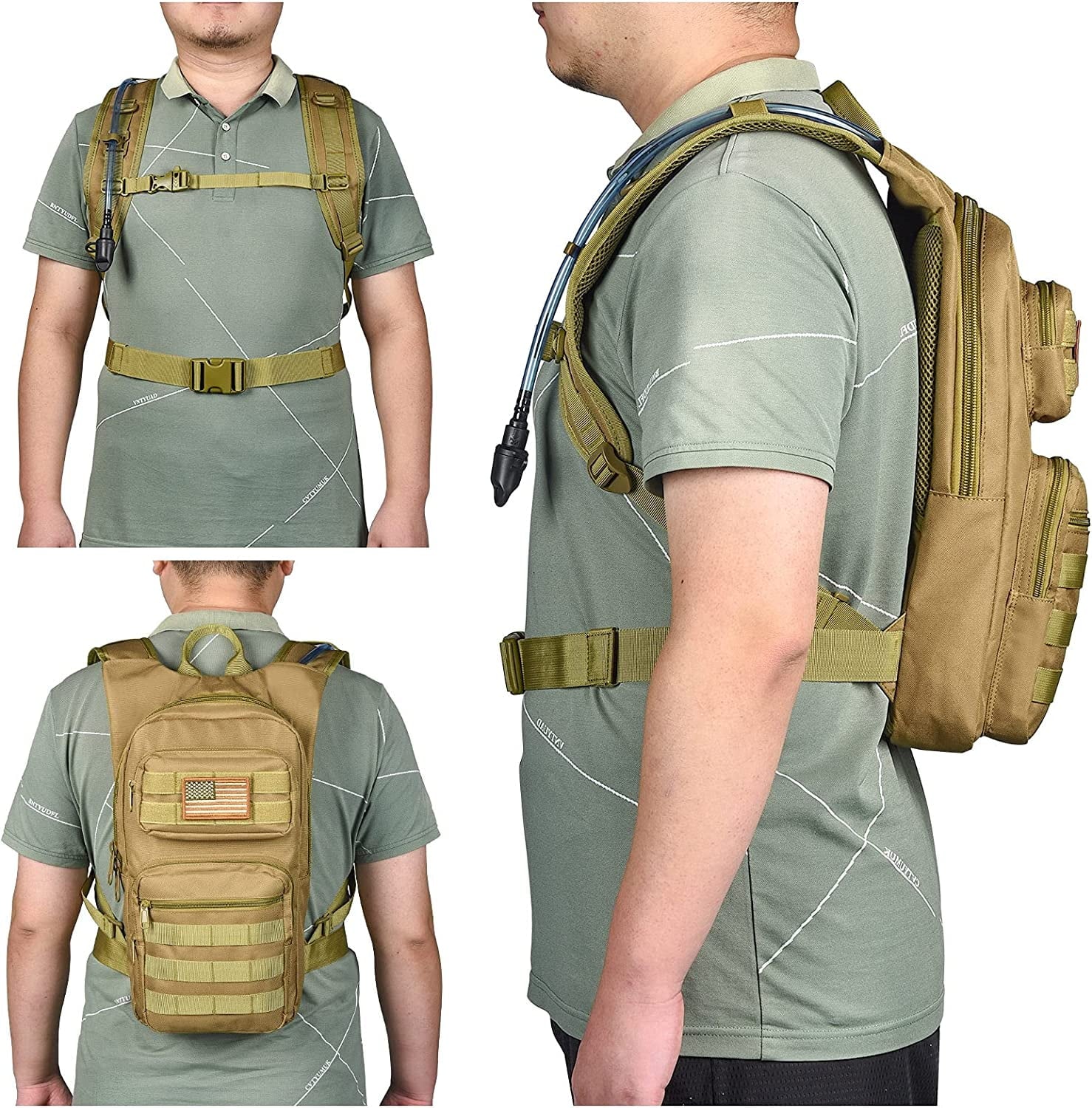 Brightify 17L Hydration Backpack with 3L TPU Water Bladder, Camel Backpack Hydration Pack for Hiking Hunting Climbing Cycling Biking Running, Molle Compatible Water Backpack for Men Women, Black - 6GYZ