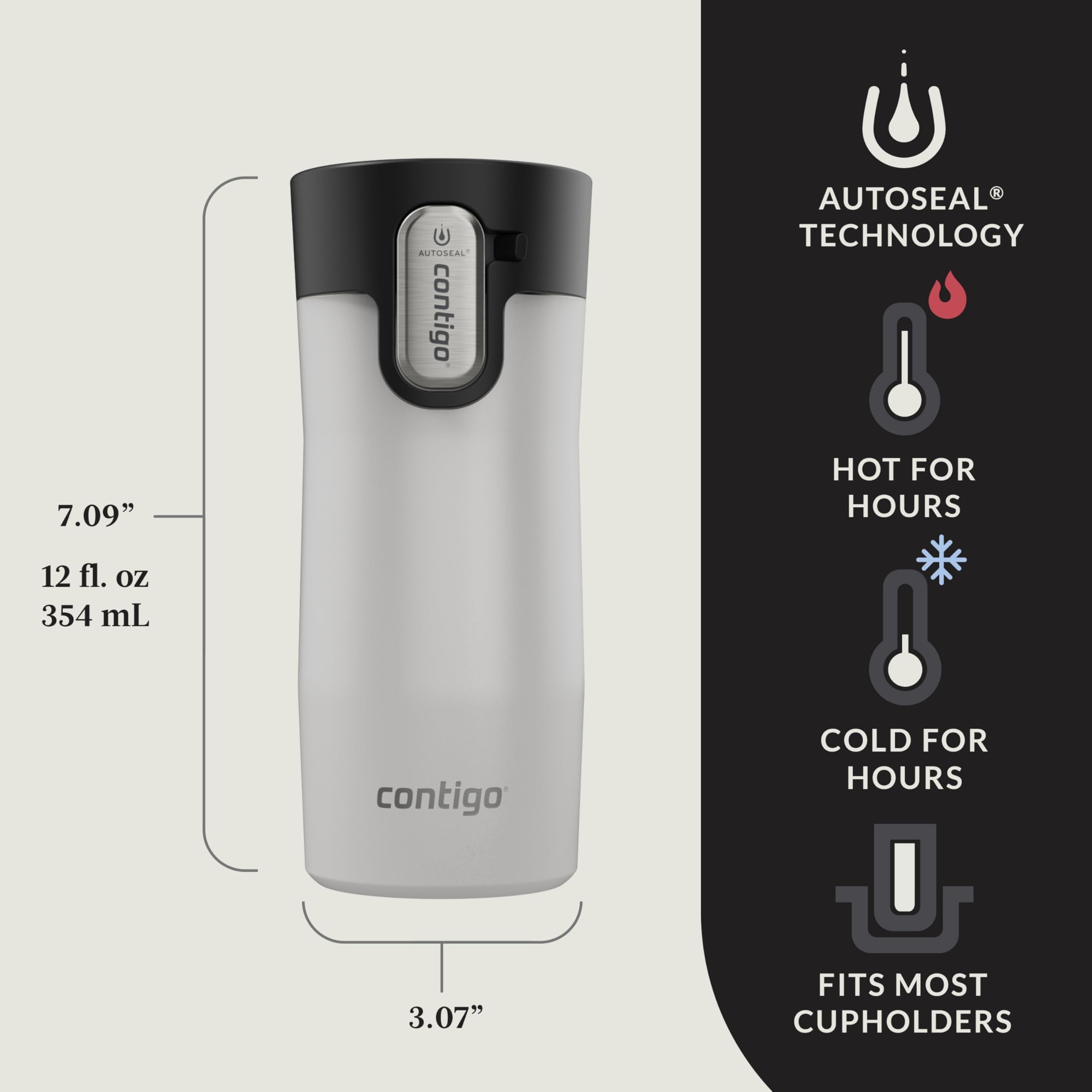 Contigo AUTOSEAL West Loop Vacuum-Insulated Stainless Steel Travel Mug with Easy-Clean Lid, 12oz - X02G