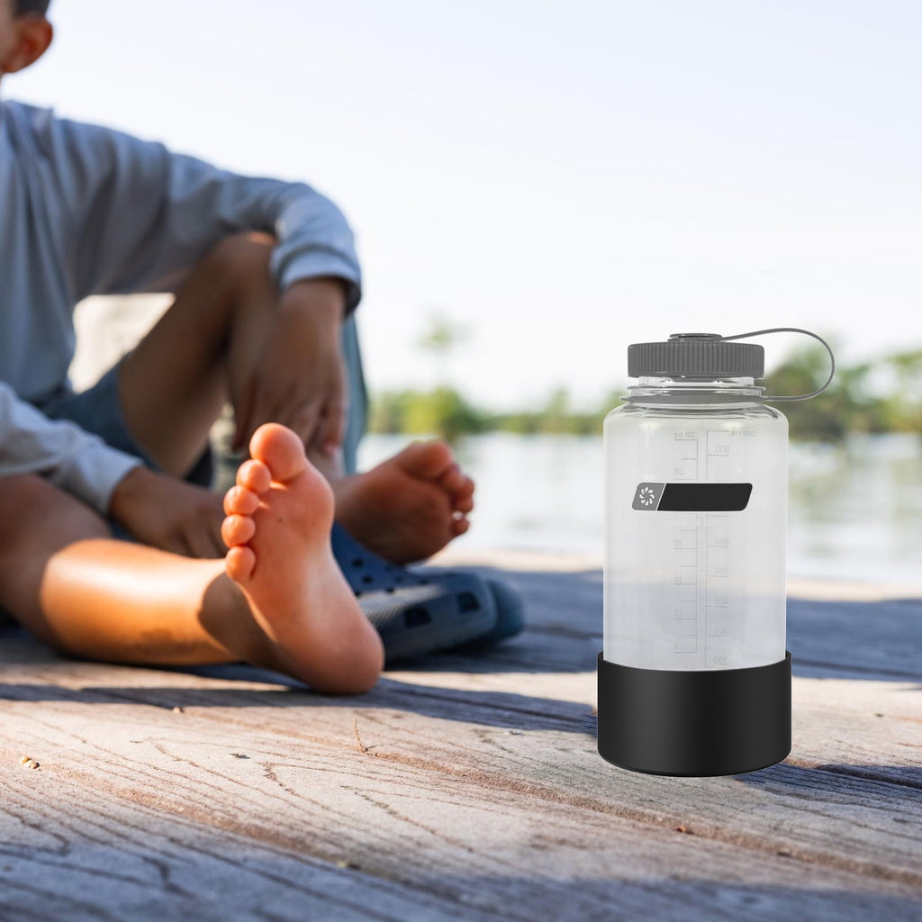 Linkidea 2 Pack Water Bottle Boot Compatible with Nalgene Sustain Wide Mouth 32oz/48oz, Narrow Mouth 32oz, Silicone Anti-Slip Bottle Bottom Bumper Protector (Black) - 3AG4