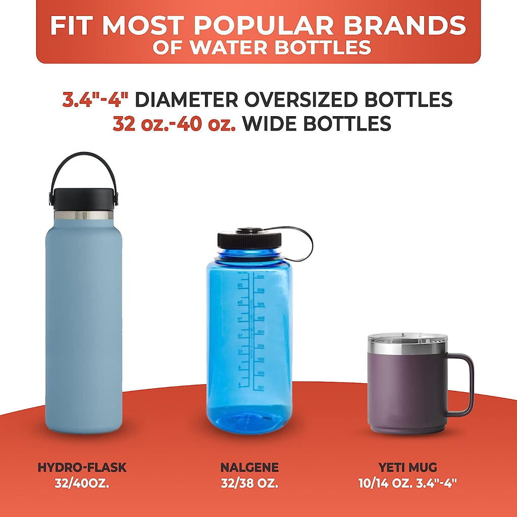 Cup Holder Expander - Fits Hydro Flasks 32/40 oz, Nalgene,  &amp; Large Bottles up to 3.8  Wide - for  up to 3.2  Wide - Black - BNO2