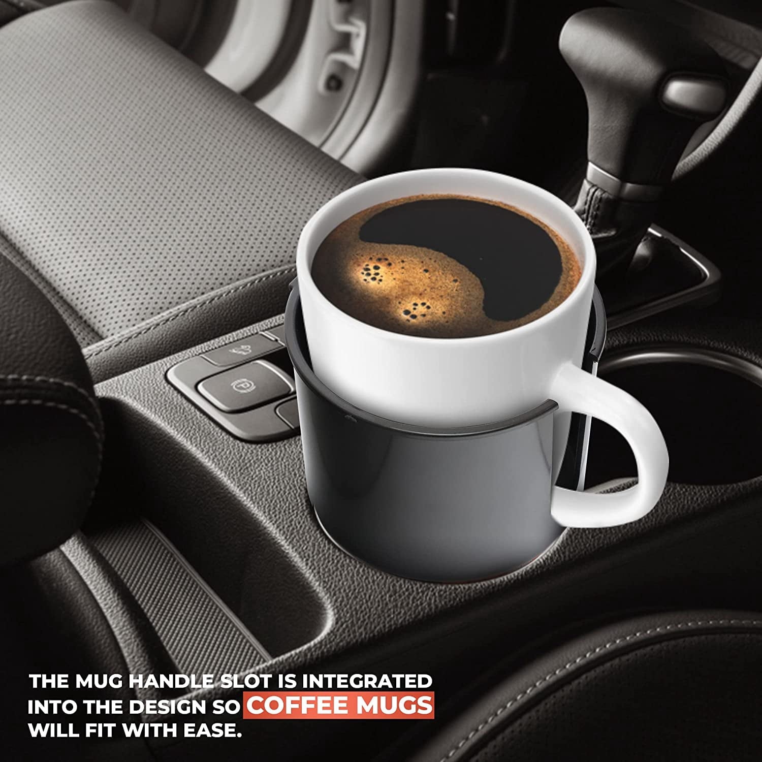 Cup Holder Expander - Fits Hydro Flasks 32/40 oz, Nalgene,  &amp; Large Bottles up to 3.8  Wide - for  up to 3.2  Wide - Black - BNO2