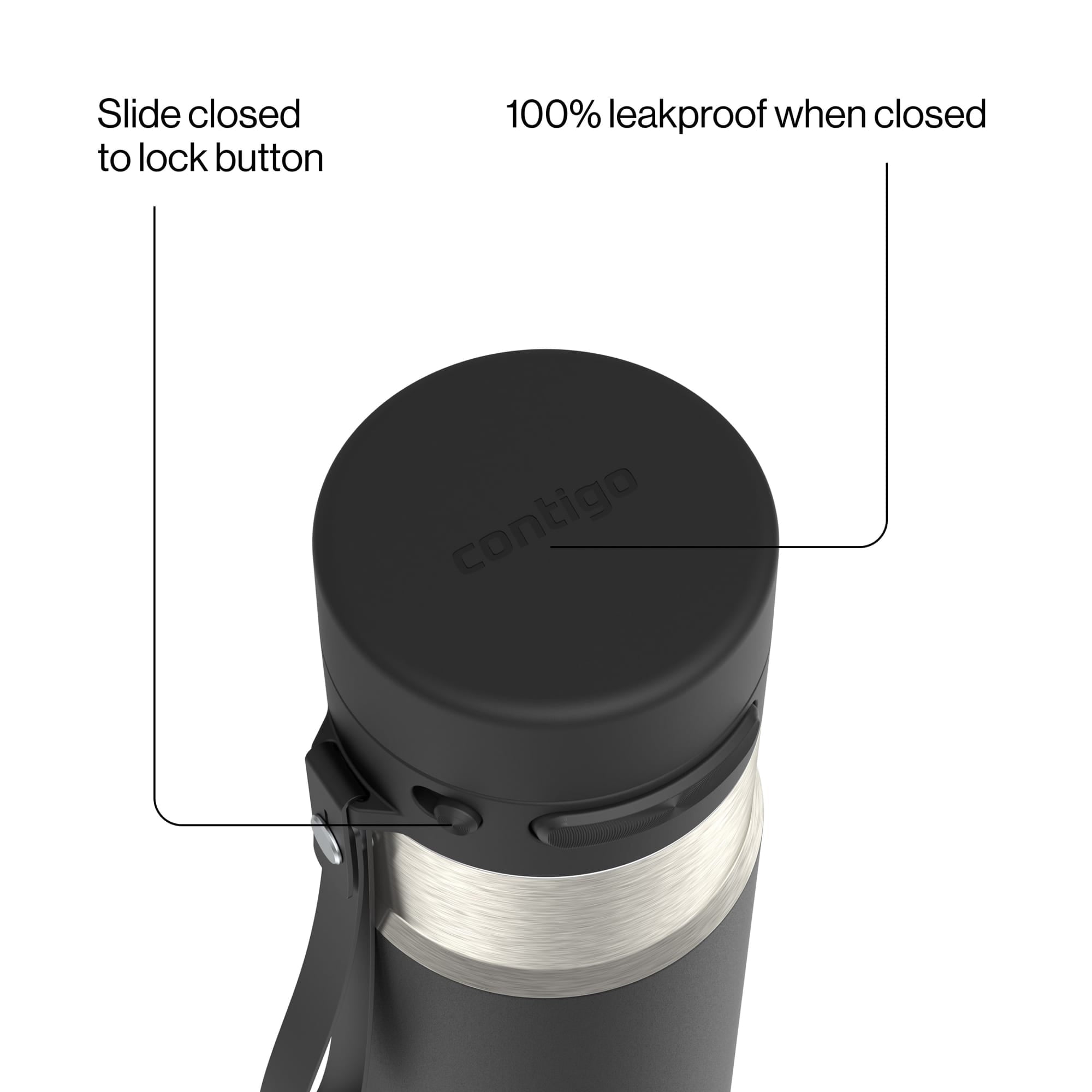 Contigo AutoPop 24 oz Leakproof Insulated Stainless Steel Water Bottle with Carry Strap and Shaker Ball - 6LEE