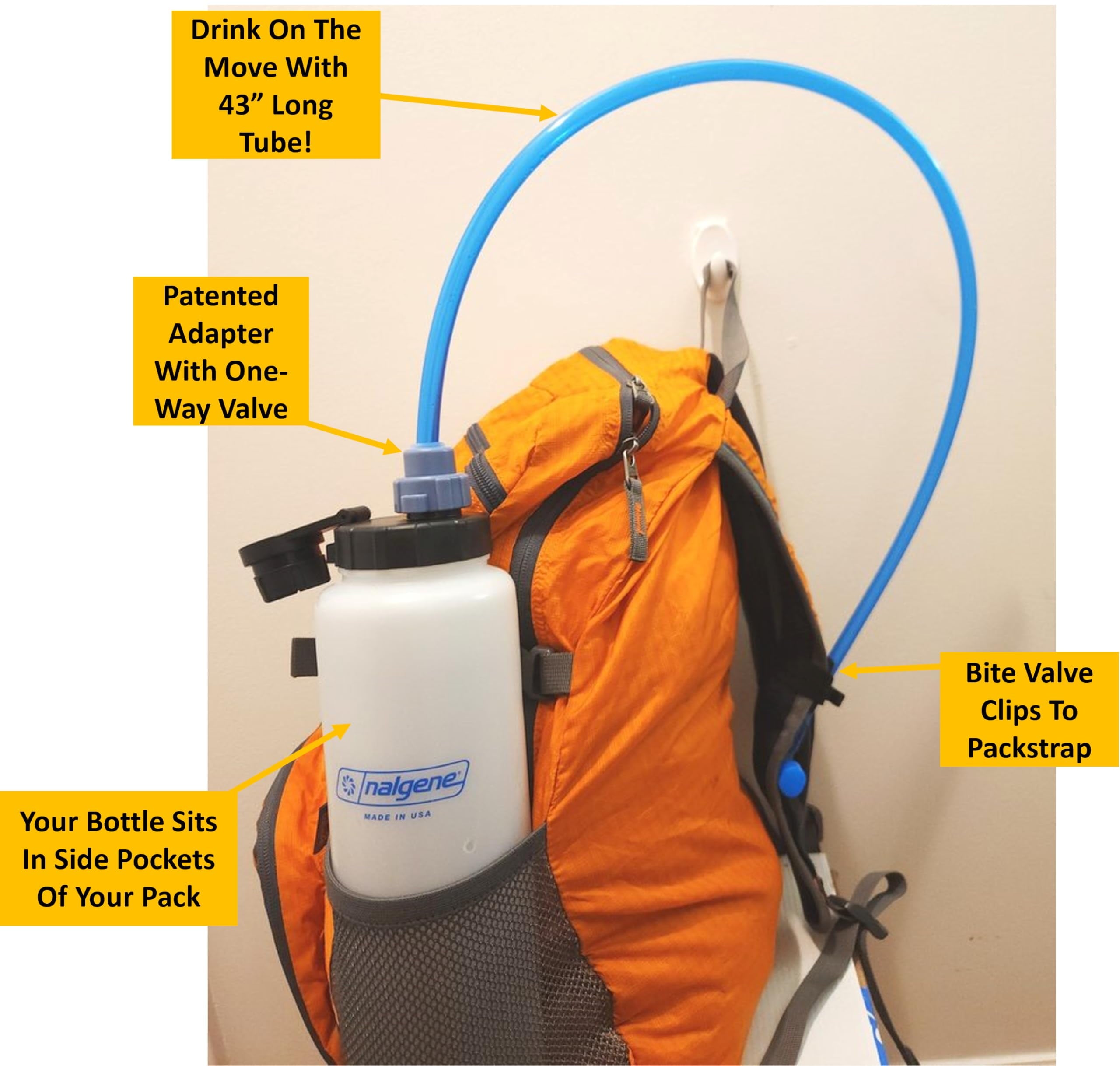 Universal Hydration Adapter for Nalgene Smartwater Bottles 28mm Wide Mouth, Flip Top Spout Lid with Loop, Hiking Running Cycling Accessory, Blue - O4BV