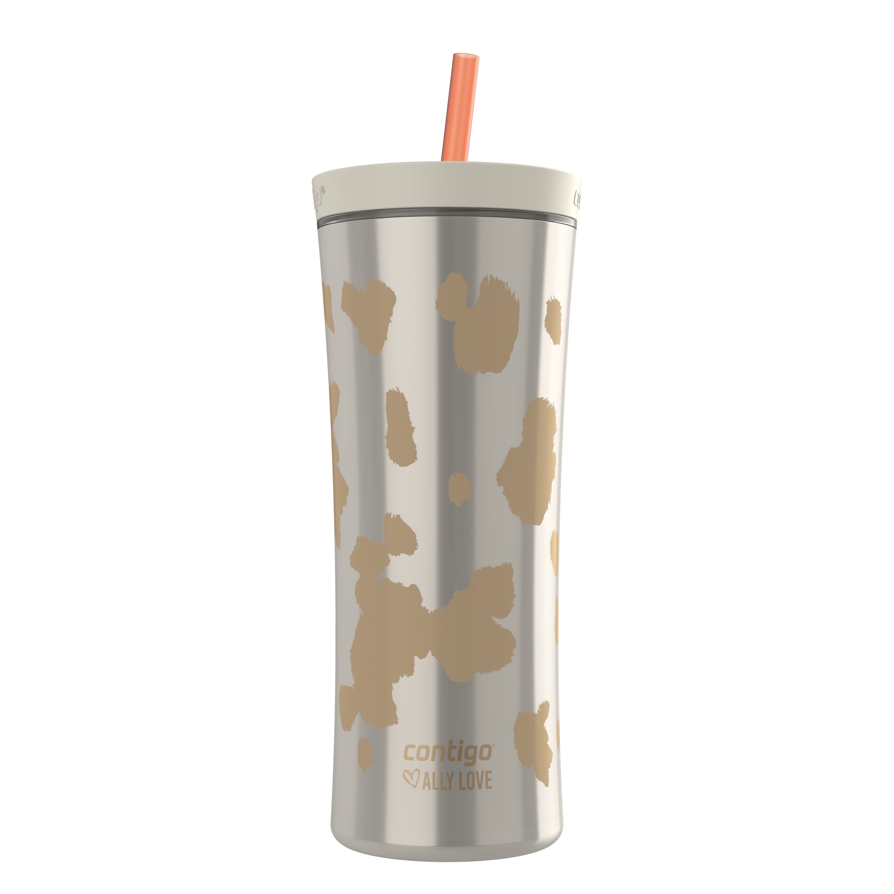 Contigo 20oz Shake &amp; Go Tumbler, Plastic with Straw, Oatmilk Cowhide Couture - NZ5G