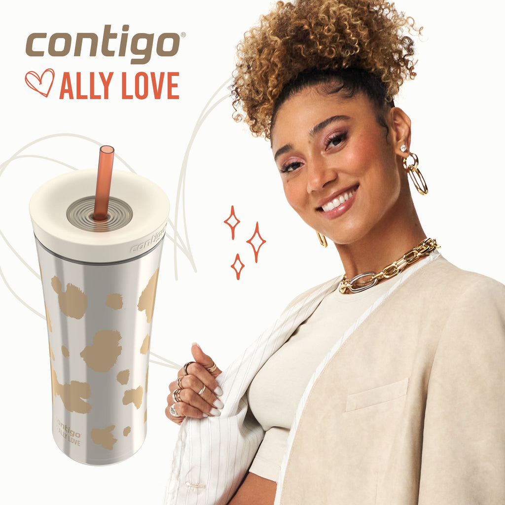 Contigo 20oz Shake &amp; Go Tumbler, Plastic with Straw, Oatmilk Cowhide Couture - NZ5G