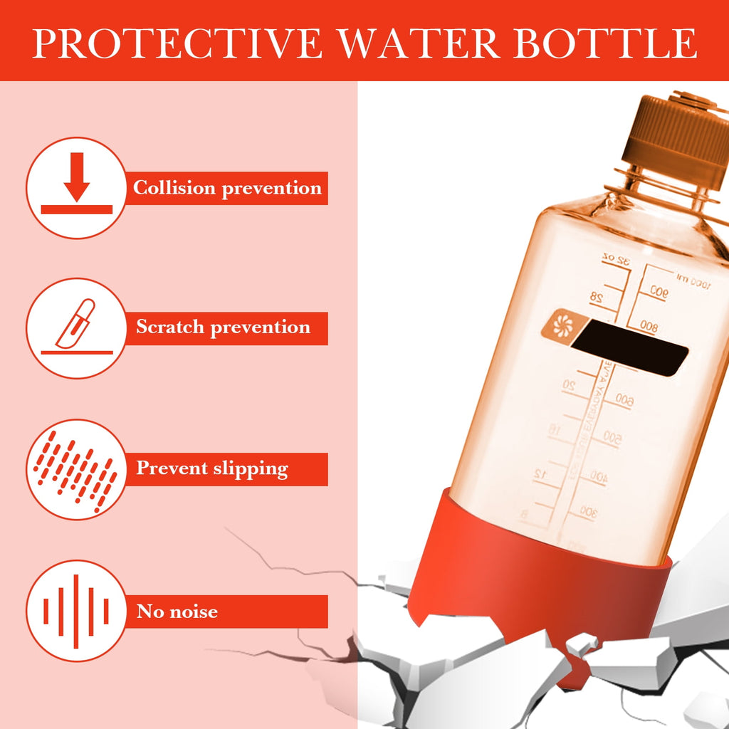 Linkidea 2 Pack Water Bottle Boot Compatible with Nalgene Sustain Wide Mouth 32oz/48oz, Narrow Mouth 32oz, Silicone Anti-Slip Bottle Bottom Bumper Protector (Red) - KHM5