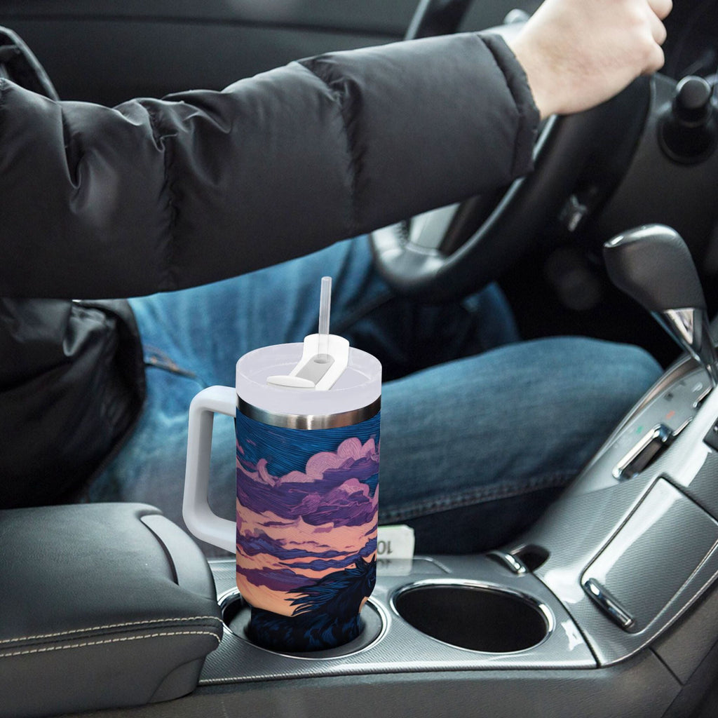 40 oz Insulated Stainless Steel Tumbler Double Wall Stainless Steel Tumbler with 2-Way Drinking Wild Horses Running - 37CD