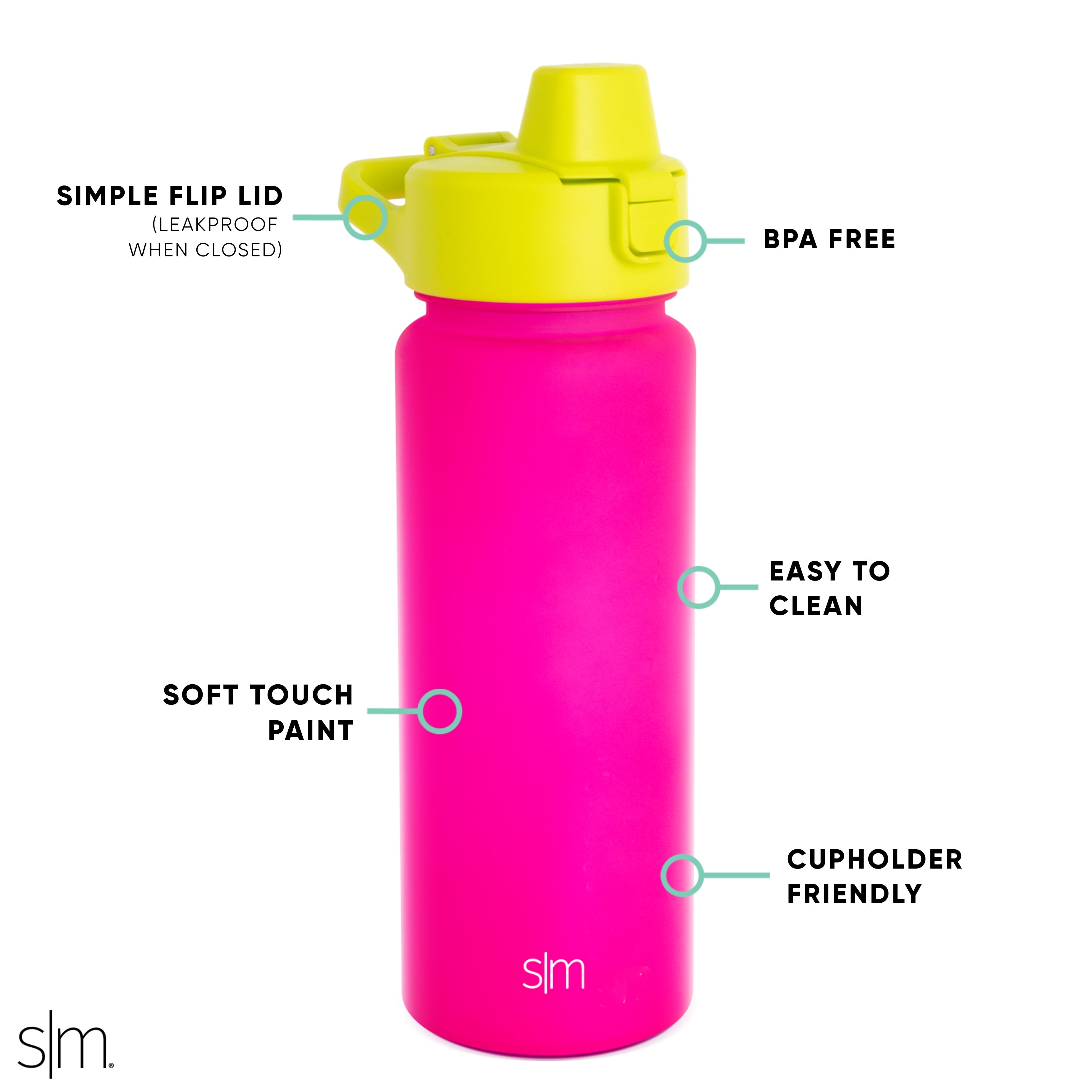 Simple Modern 22 fl oz Reusable Tritan Summit Water Bottle with Silicone Straw Lid|Raspberry Chartreuse - 3J5S