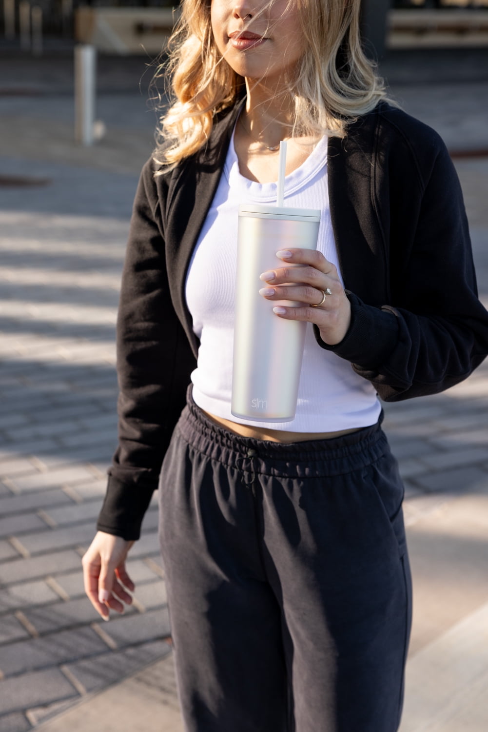 Simple Modern 24 fl oz Double Wall Plastic Classic Tumbler with Straw|Opalescent - I1LQ