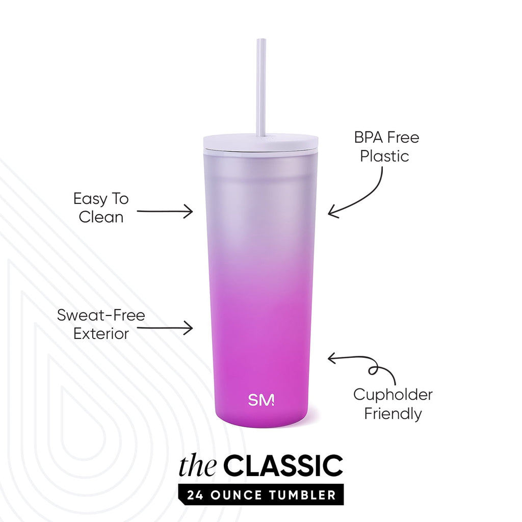 Simple Modern 24 fl oz Double Wall Plastic Classic Tumbler with Straw|Opalescent - I1LQ