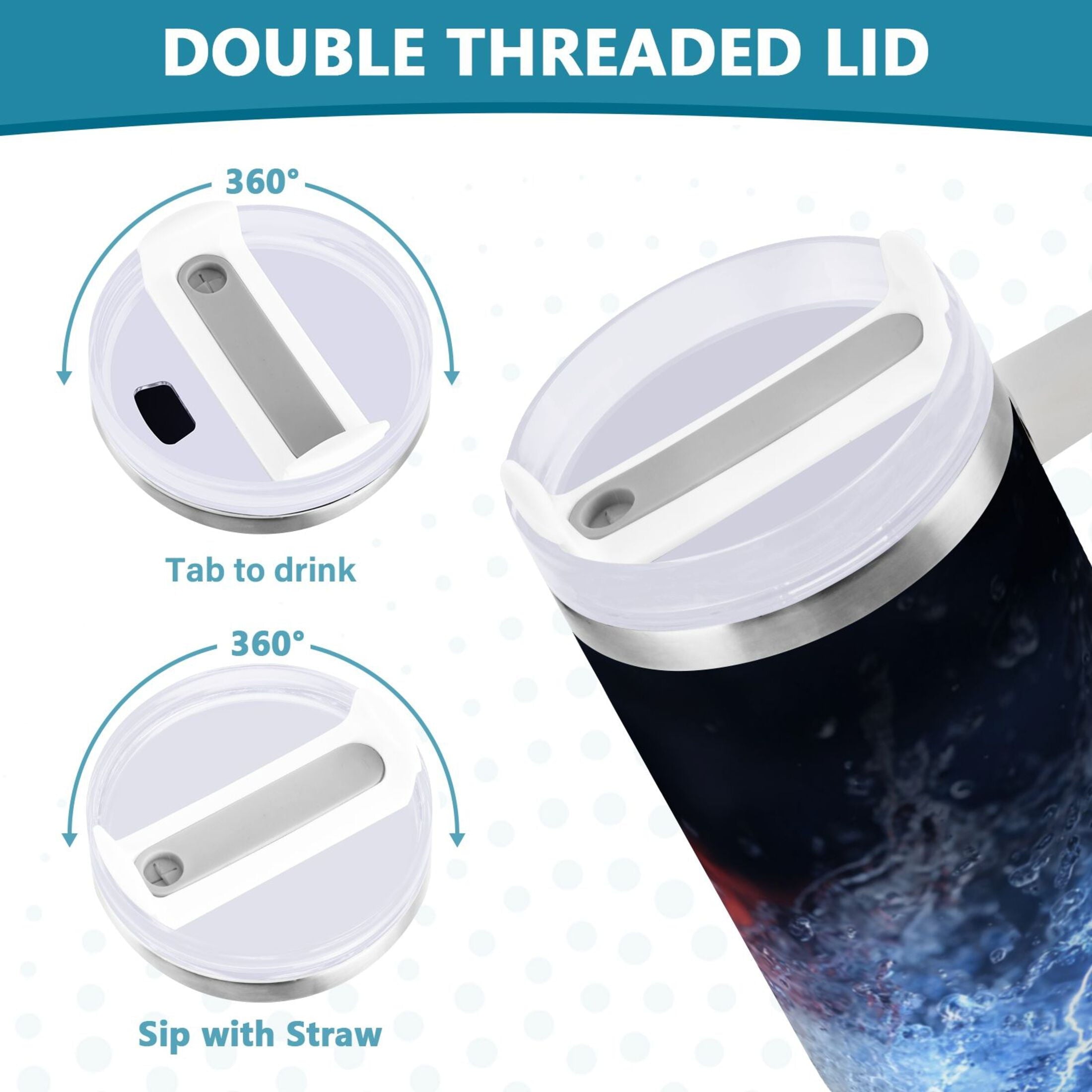 40 oz Insulated Stainless Steel Tumbler Double Wall Stainless Steel Tumbler with 2-Way Drinking Baseball with Water and Fire - MUV8
