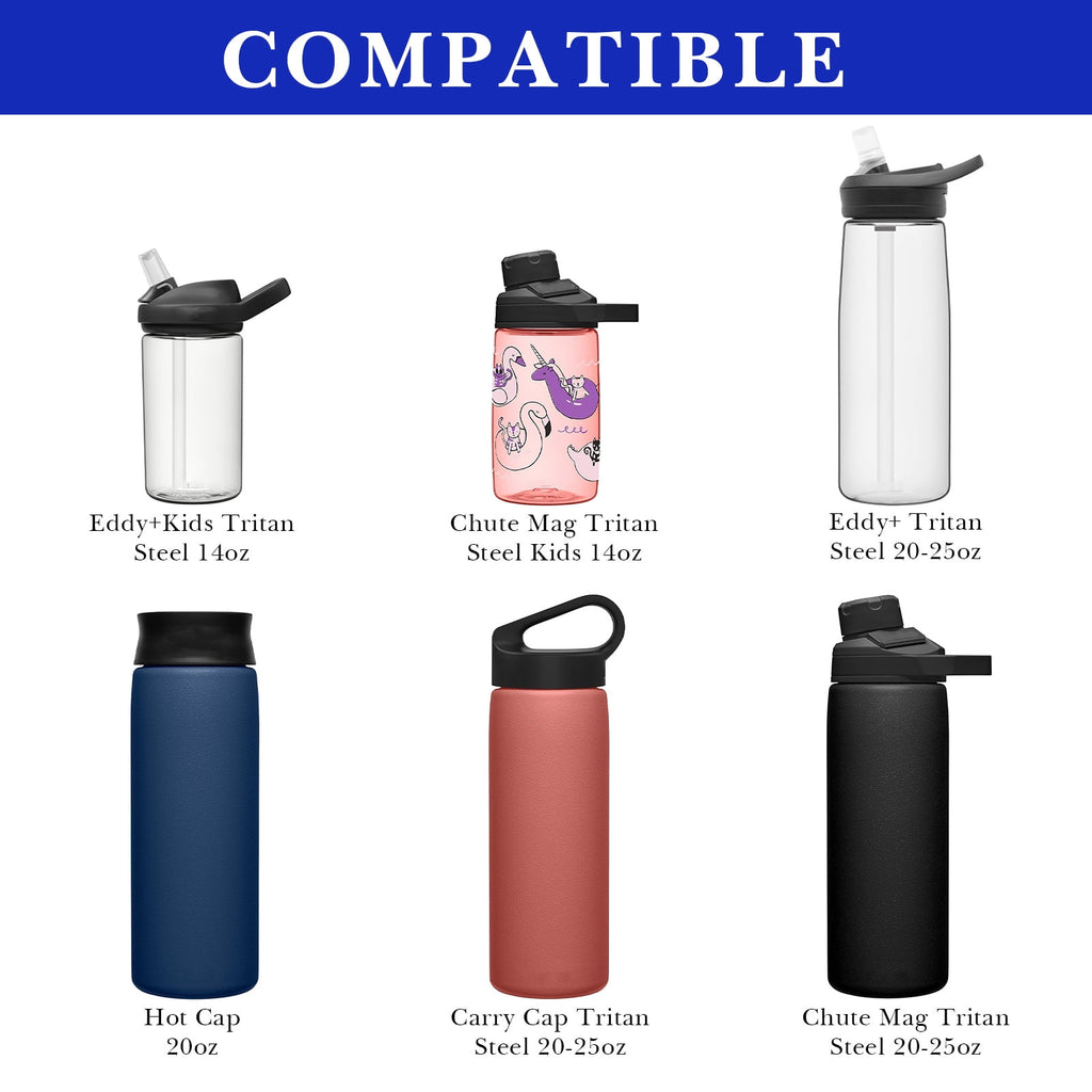 Linkidea 2 Pack Water Bottle Boot Compatible with CamelBak Eddy+20oz/25oz, Chute Mag 20oz/25oz, Carry Cap, Silicone Anti-Slip Bottle Bottom Bumper Protector (Navy Blue) - T66G