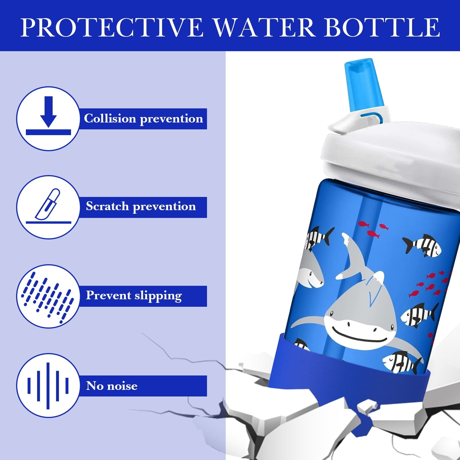 Linkidea 2 Pack Water Bottle Boot Compatible with CamelBak Eddy+20oz/25oz, Chute Mag 20oz/25oz, Carry Cap, Silicone Anti-Slip Bottle Bottom Bumper Protector (Navy Blue) - T66G