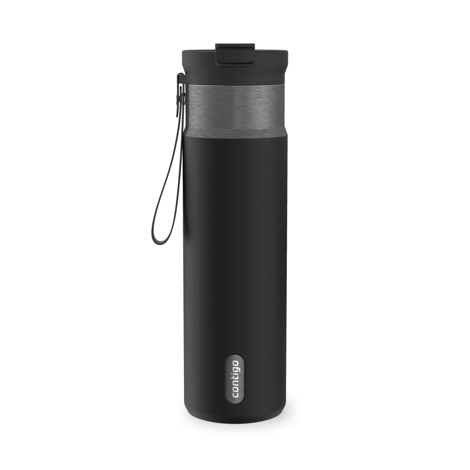 Contigo DualSip Leakproof Stainless Steel Reusable Water Bottle Tumbler with Carrying Strap, Cream/Champagne, 24 oz - O6YL
