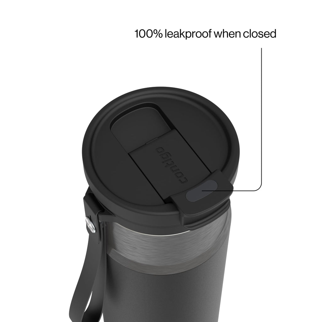 Contigo DualSip Leakproof Stainless Steel Reusable Water Bottle Tumbler with Carrying Strap, Cream/Champagne, 24 oz - O6YL