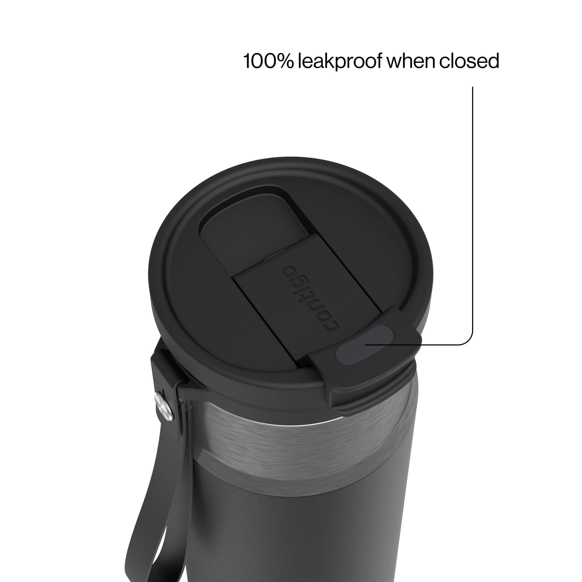 Contigo DualSip Leakproof Stainless Steel Reusable Water Bottle Tumbler with Carrying Strap, Cream/Champagne, 24 oz - O6YL