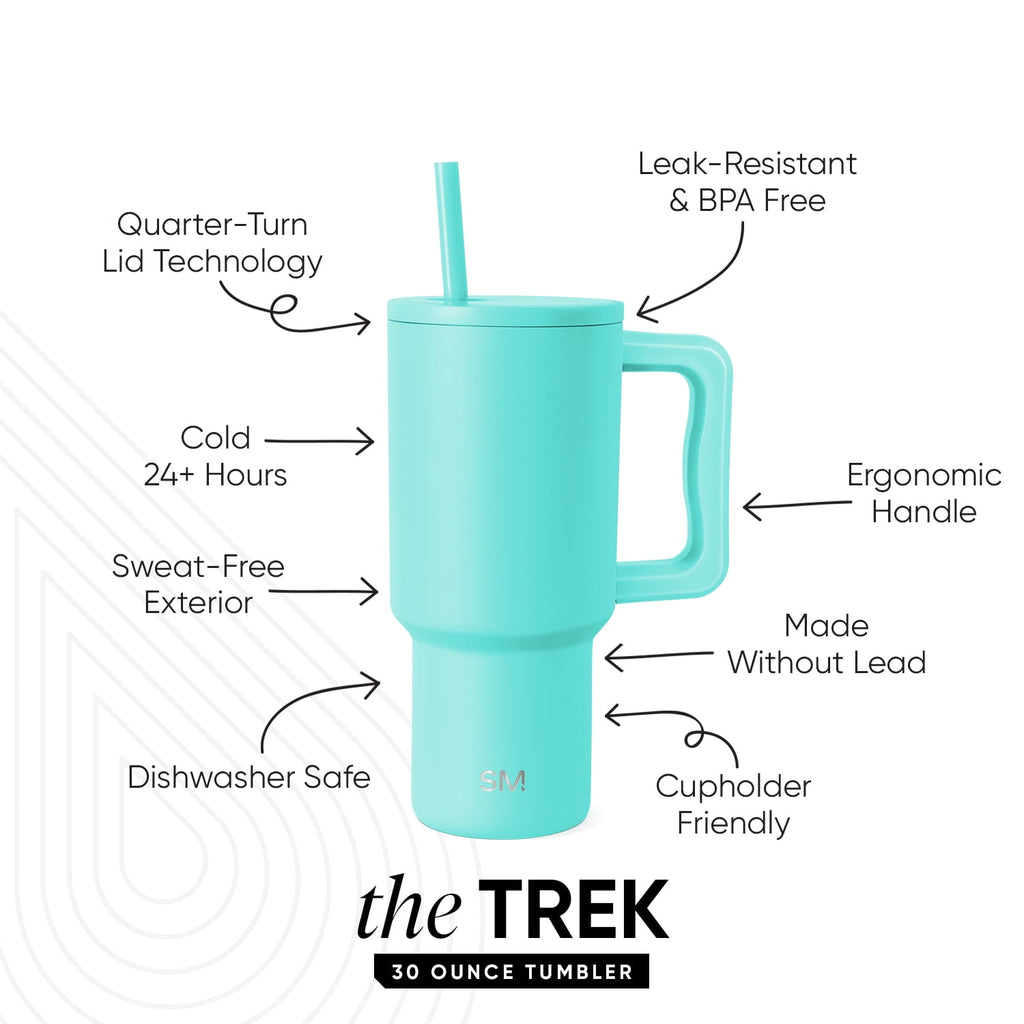 Simple Modern 30 fl oz Insulated Stainless Steel Trek Tumbler with Straw Lid | Seaglass Sage and Cream Checkmate - ON24