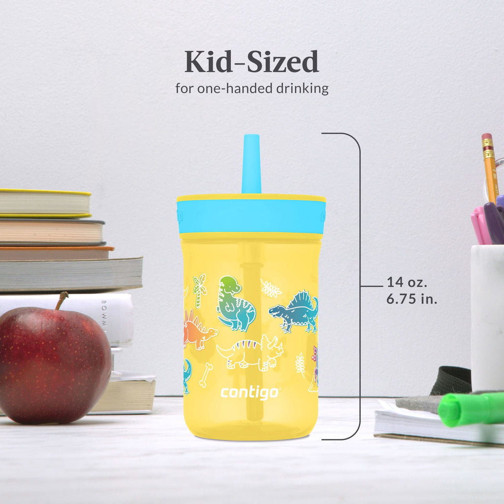 Contigo Kids Leighton Spill-Proof Tumbler with Straw, 14 oz, Yellow - RQX5