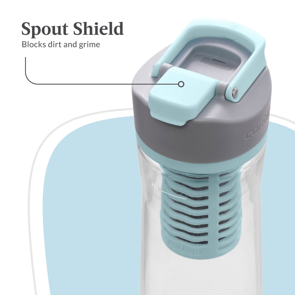 Contigo Clybourn Plastic FreeFlow Filter Water Bottle with AUTOSEAL Lid 24 oz., Salt, with Replacable Filter - VWHF