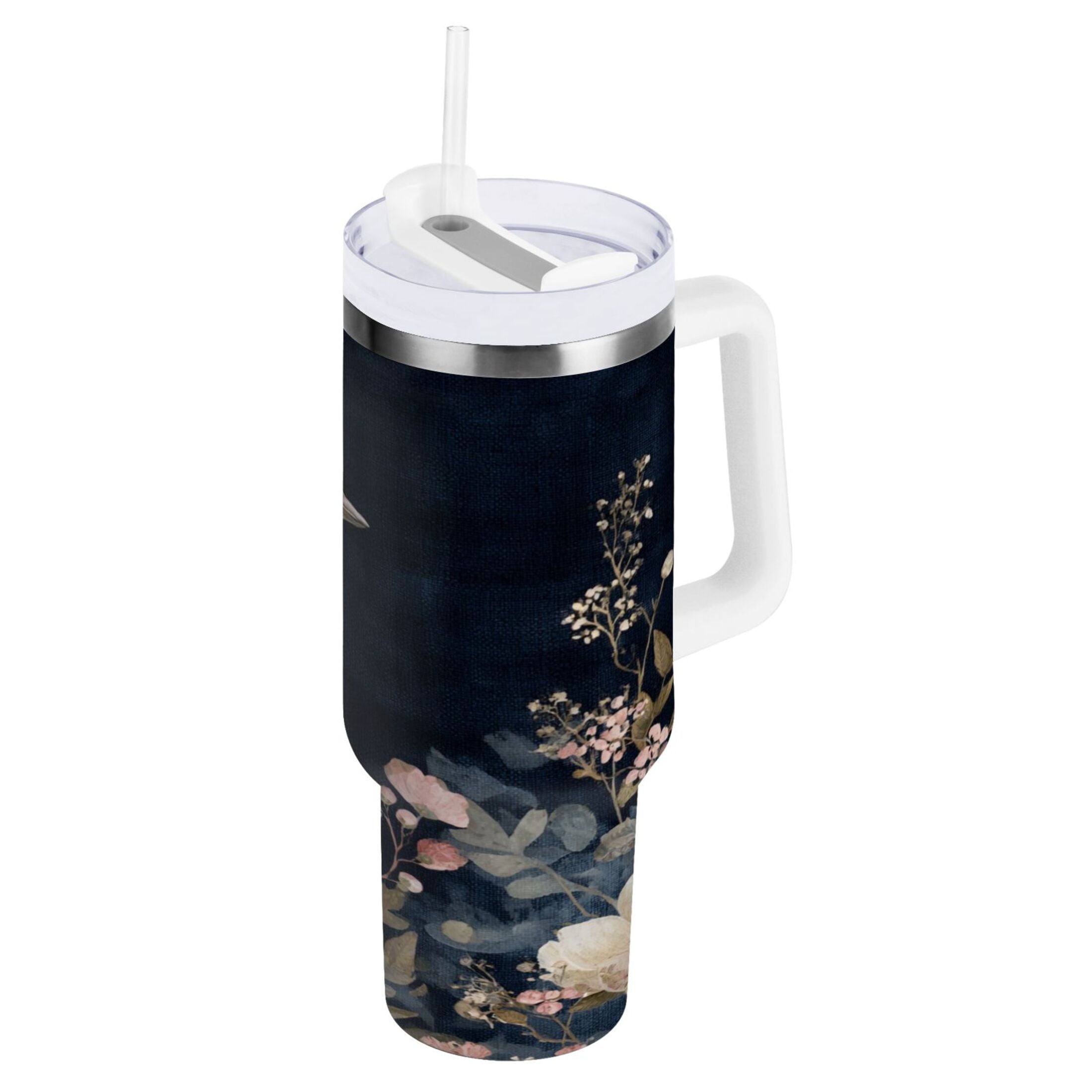 30 oz Insulated Stainless Steel Tumbler Double Wall Stainless Steel Tumbler with 2-Way Drinking Watercolor Vintage Blue Bird - CYQW