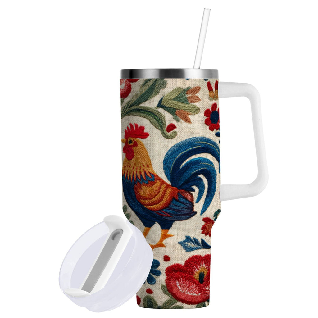 40 oz Insulated Stainless Steel Tumbler Double Wall Stainless Steel Tumbler with 2-Way Drinking Male and Female Chickens - VMIH