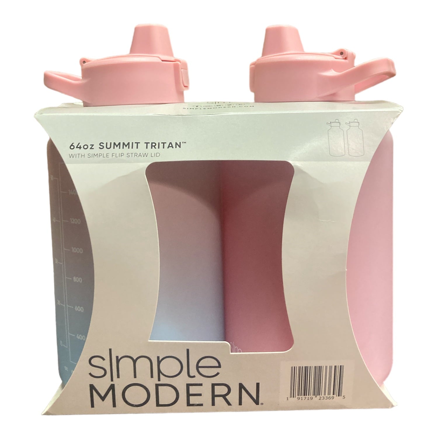 Simple Modern 64-oz Tritan Plastic Summit With Simple Flip Straw Lid 2 Pack (Sweet Taffy and Blush) - RHTF
