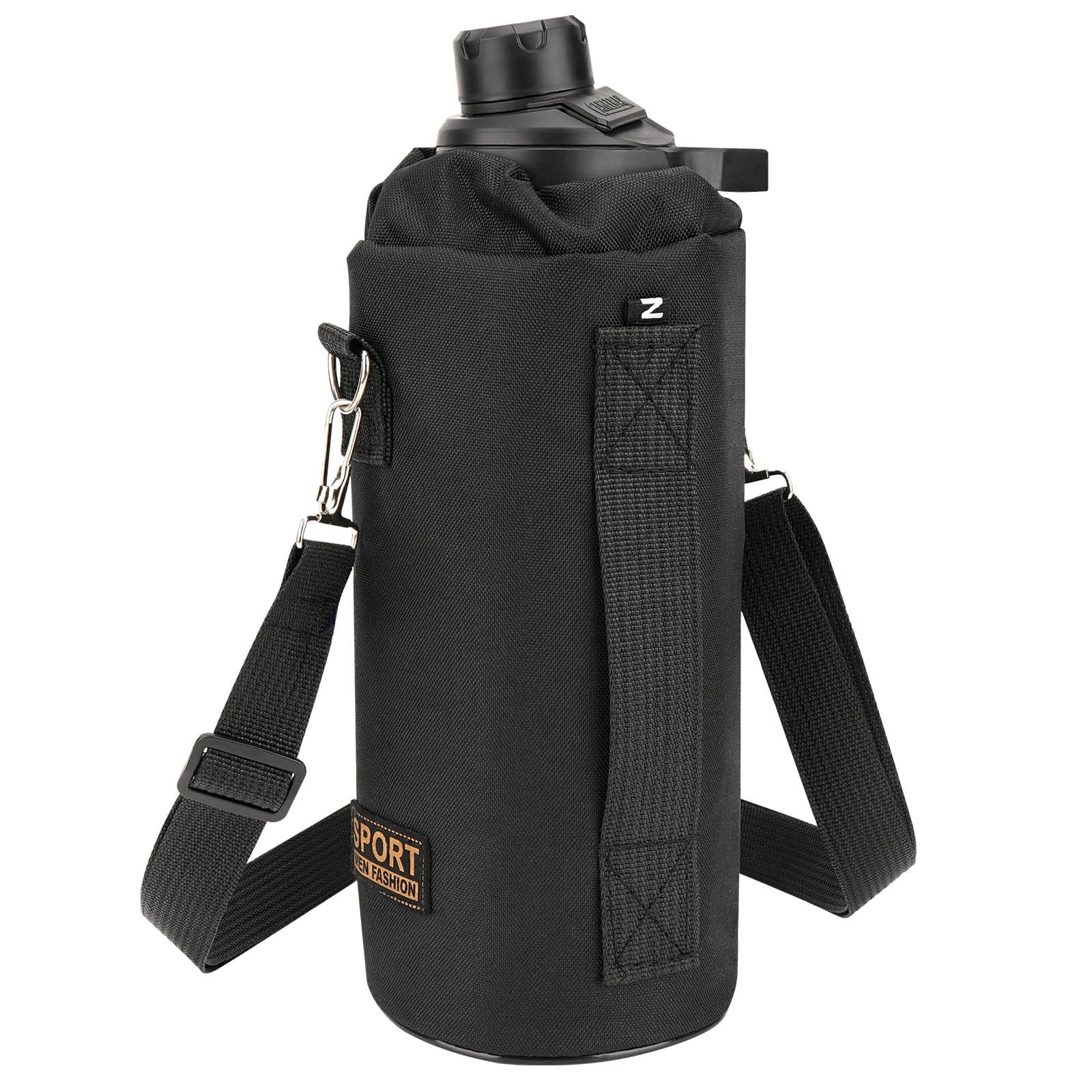 Linkidea Sports Water Bottle Carrier with Strap Compatible with Nalgene Sustain Tritan 48oz, CamelBak Chute Mag 50oz, Thick Waterbottle Cooler Bag Holder Shoulder Strap, Black - Q3E1