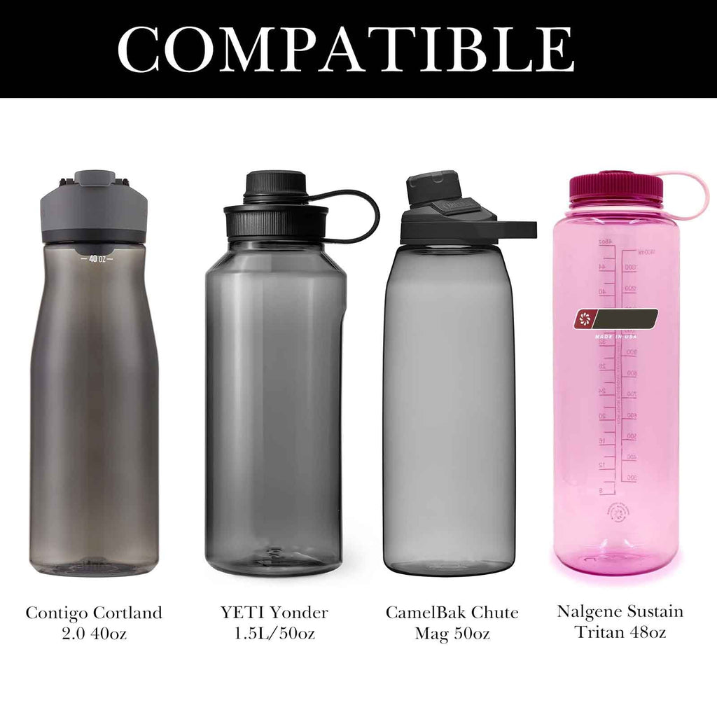 Linkidea Sports Water Bottle Carrier with Strap Compatible with Nalgene Sustain Tritan 48oz, CamelBak Chute Mag 50oz, Thick Waterbottle Cooler Bag Holder Shoulder Strap, Black - Q3E1
