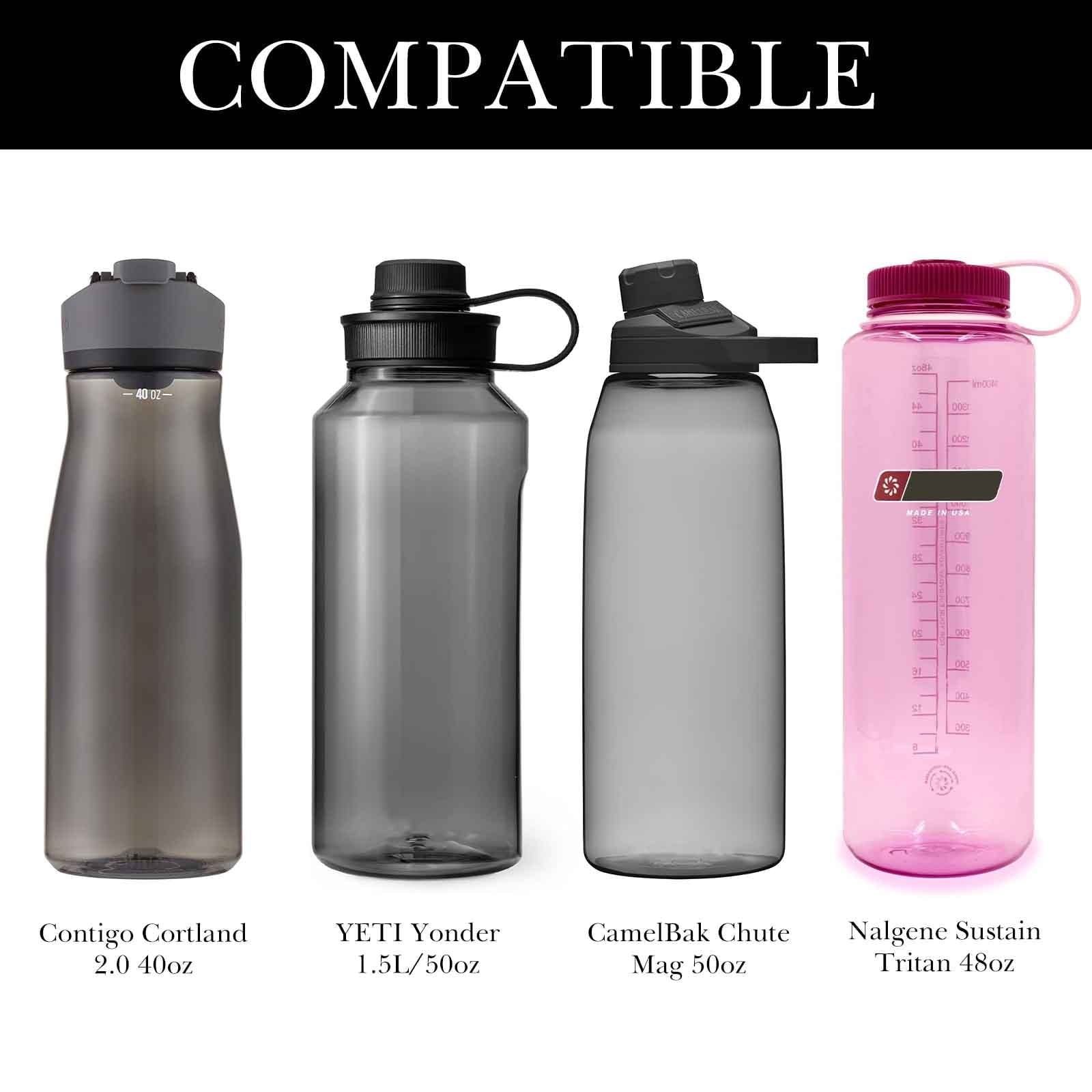 Linkidea Sports Water Bottle Carrier with Strap Compatible with Nalgene Sustain Tritan 48oz, CamelBak Chute Mag 50oz, Thick Waterbottle Cooler Bag Holder Shoulder Strap, Black - Q3E1