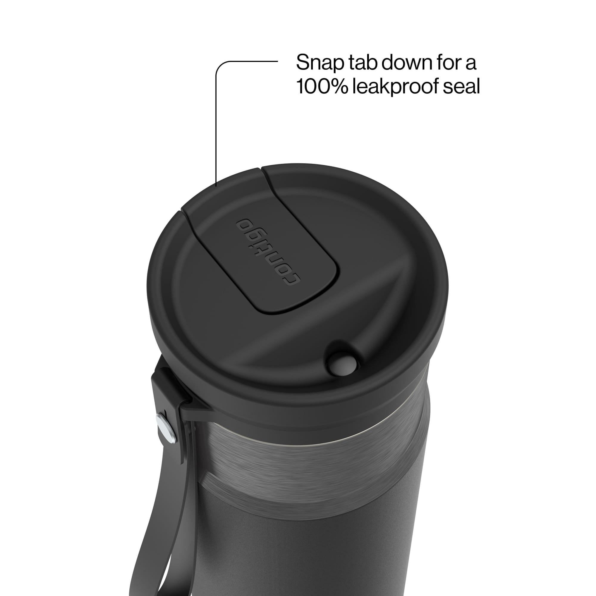 Contigo SnapSeal Leakproof Stainless Steel Reusable Water Bottle with Carrying Strap, Dark Blue/Bronze, 24 oz - B9LM