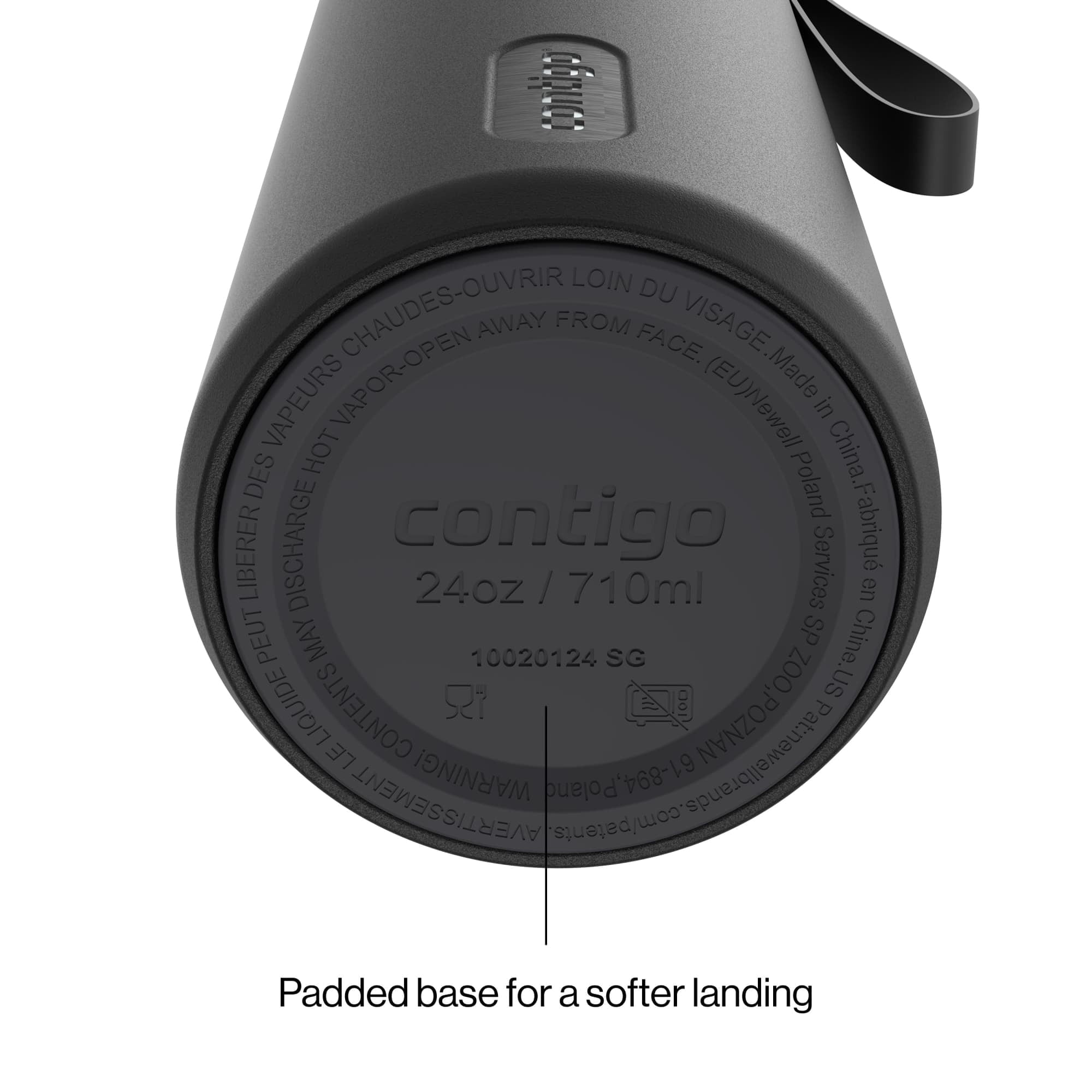 Contigo SnapSeal Leakproof Stainless Steel Reusable Water Bottle with Carrying Strap, Dark Blue/Bronze, 24 oz - B9LM