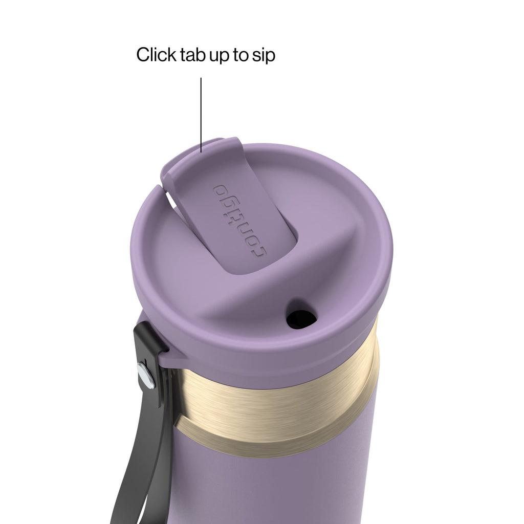 Contigo SnapSeal Leakproof Stainless Steel Reusable Water Bottle with Carrying Strap, Dark Blue/Bronze, 24 oz - B9LM