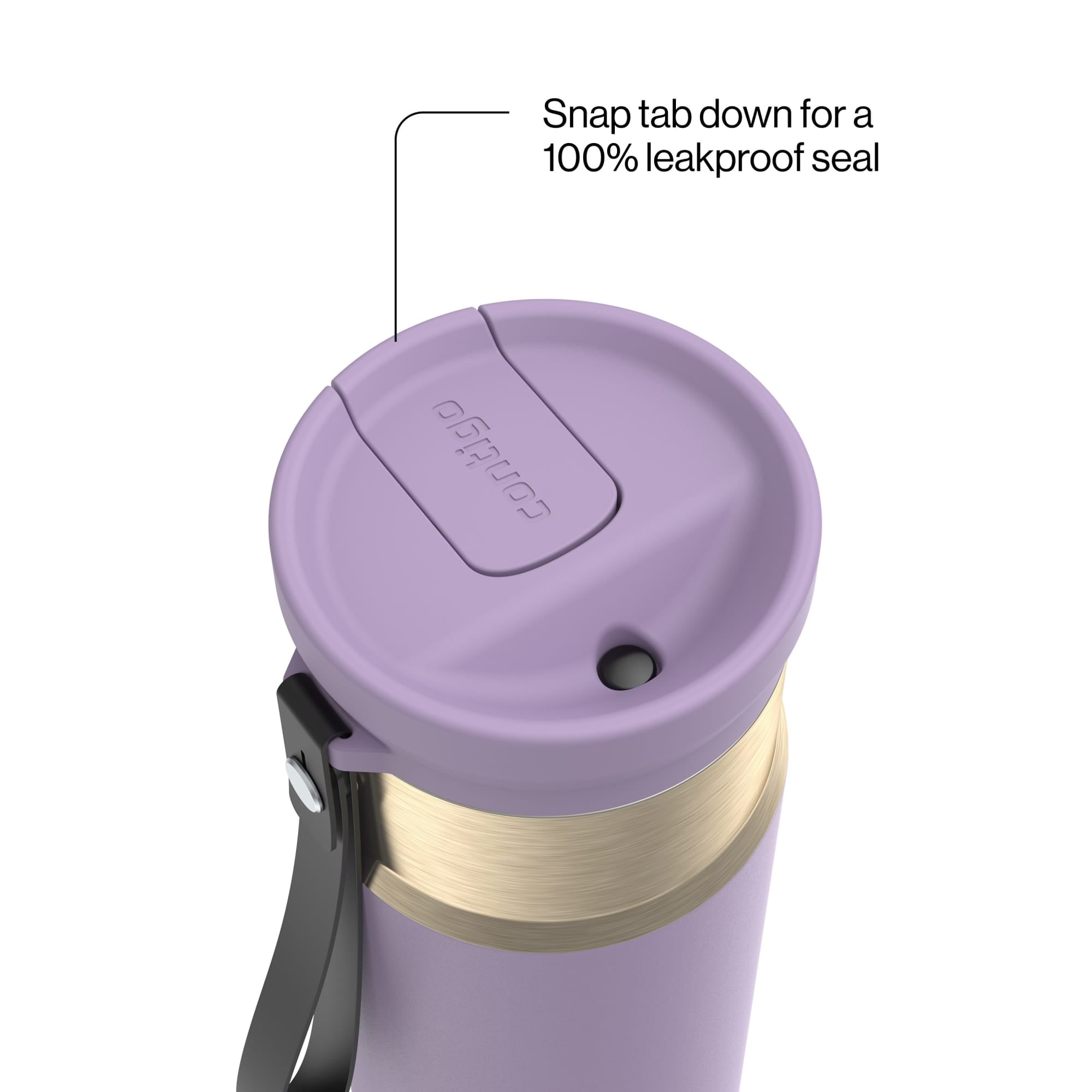 Contigo SnapSeal Leakproof Stainless Steel Reusable Water Bottle with Carrying Strap, Dark Blue/Bronze, 24 oz - B9LM